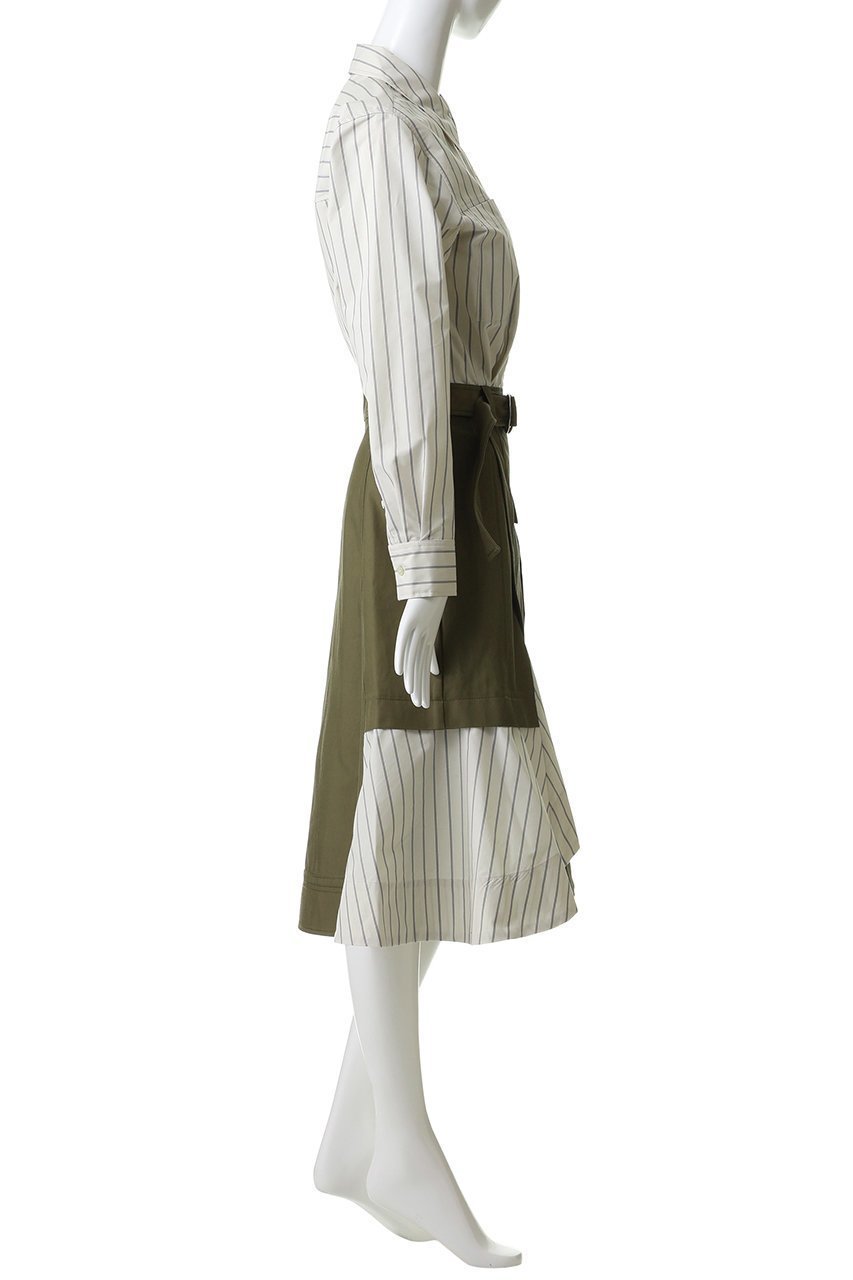 【スリーワン フィリップリム/3.1 Phillip Lim】のロングスリーブ コンボ シャツドレス with フリルスカート 人気、トレンドファッション・服の通販 founy(ファニー) 　ファッション　Fashion　レディースファッション　Fashion for Women　スカート　Skirts　ワンピース　Dresses　なめらか　Smooth, Silky Texture　クラシック　Classic, Timeless Style　ストライプ　Stripe, Striped Pattern　スリーブ　Sleeve, Long Sleeve / Short Sleeve　チュニック　Tunic, Long Top　ドレス　Dress, One-Piece　フリル　Frill, Ruffle　ミックス　Mix, Mixed Style　モダン　Modern, Contemporary　ラップ　Wrap, Wrap Design　ロング　Long, Long-Length　other-3|ID: prp329100004889586 ipo3291000000036535071