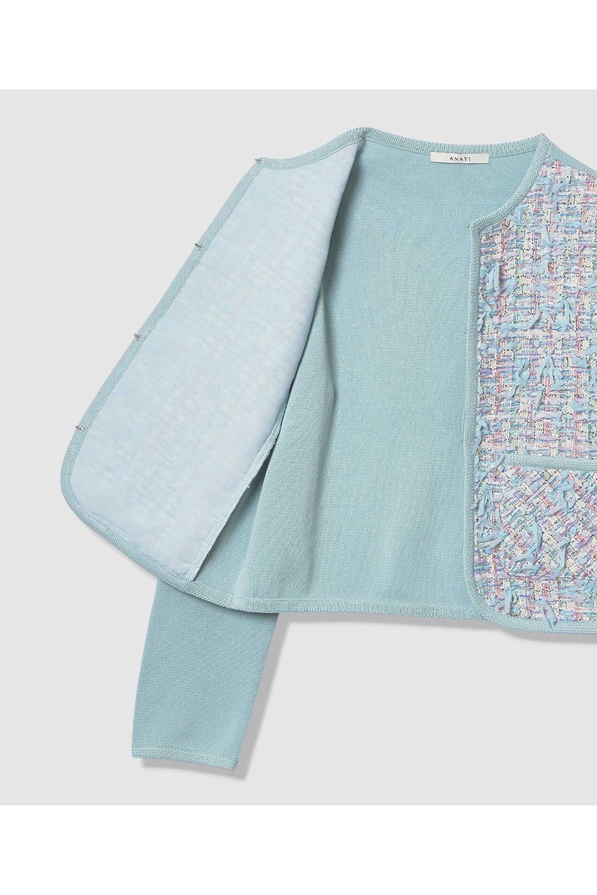 【アナイ/ANAYI】の【セットアップ対象商品】ブルーミックスツイードコンビカーディガン 人気、トレンドファッション・服の通販 founy(ファニー) ファッション Fashion レディースファッション Fashion for Women トップス・カットソー Cut & Sew Tops ニット Knit Tops & Sweaters カーディガン・羽織り Layered Style Cardigans カーディガン Cardigan, Knitwear セットアップ Set-Up, Coordinated Outfit ツイード Twill, Twill Weave フランス France, French ミラノリブ Milano Rib, Milano Stitch 春 Spring other-7|ID: prp329100004889606 ipo3291000000036535375