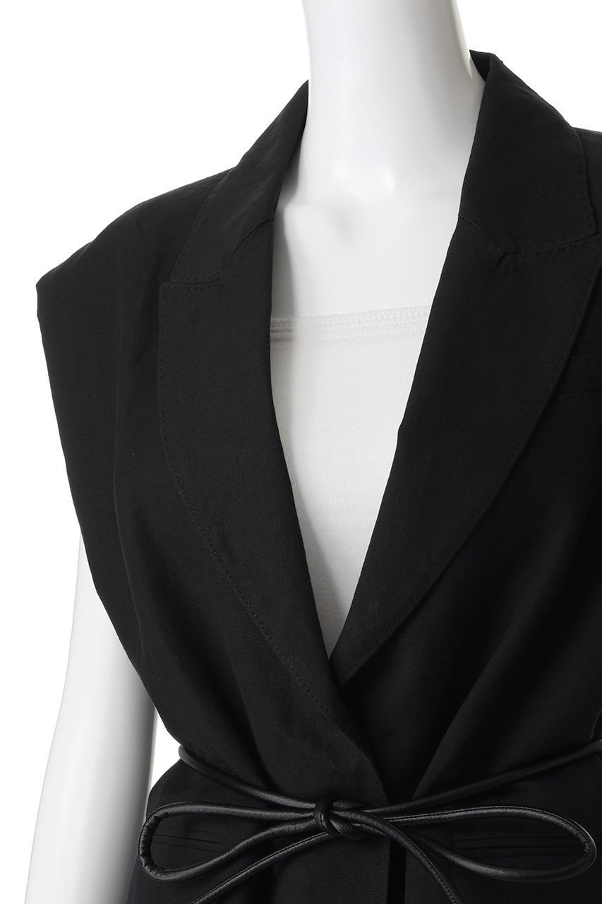 【ルームエイト/Room no.8】の【Room no.8 BLACK】LINEN ダブルブレスト ボリューム ジレ 人気、トレンドファッション・服の通販 founy(ファニー) 　ファッション　Fashion　レディースファッション　Fashion for Women　アウター　Coat / Outerwear Collection　レディースジャケット・軽アウター　Jackets　クール　Cool, Chic　ジャケット　Jacket, Outerwear　ダブル　Double, Double-Breasted　ベスト　Vest, Waistcoat　リネン　Linen, Linen Fabric　新作・新入荷　New Arrivals / New In　other-5|ID: prp329100004889621 ipo3291000000036535552