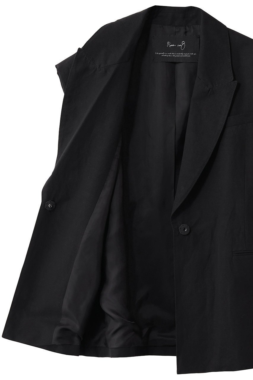 【ルームエイト/Room no.8】の【Room no.8 BLACK】LINEN ダブルブレスト ボリューム ジレ 人気、トレンドファッション・服の通販 founy(ファニー) 　ファッション　Fashion　レディースファッション　Fashion for Women　アウター　Coat / Outerwear Collection　レディースジャケット・軽アウター　Jackets　クール　Cool, Chic　ジャケット　Jacket, Outerwear　ダブル　Double, Double-Breasted　ベスト　Vest, Waistcoat　リネン　Linen, Linen Fabric　新作・新入荷　New Arrivals / New In　other-6|ID: prp329100004889621 ipo3291000000036535554