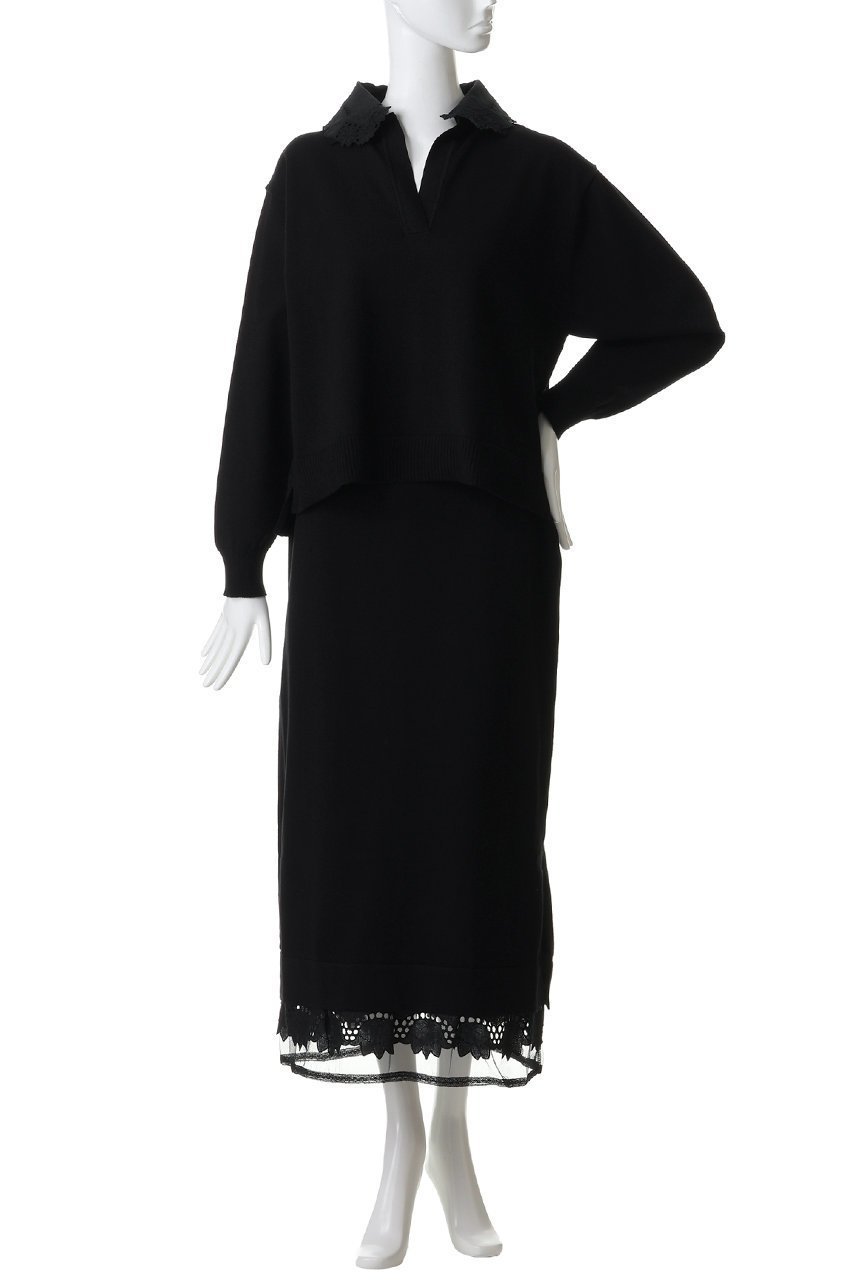 【ミュベール/MUVEIL】のスキッパーポロセットアップニット 人気、トレンドファッション・服の通販 founy(ファニー) 　ファッション　Fashion　レディースファッション　Fashion for Women　トップス・カットソー　Cut & Sew Tops　ニット　Knit Tops & Sweaters　カジュアルプルオーバー・ニットトップス　Pullovers & Knit Tops / Casual Pullovers　なめらか　Smooth, Silky Texture　シルク　Silk, 100% Silk　セットアップ　Set-Up, Coordinated Outfit　フィット　Fit, Slim Fit　フラワー　Flower, Floral　ボックス　Boxy, Box Shape　モチーフ　Motif, Design Theme　レース　Lace, Lace Fabric　other-2|ID: prp329100004889641 ipo3291000000036535730