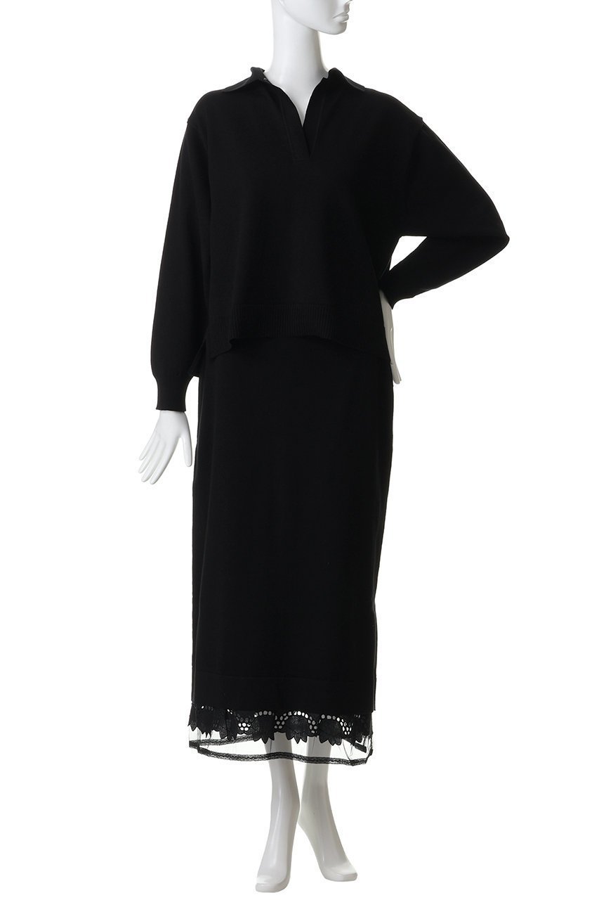 【ミュベール/MUVEIL】のスキッパーポロセットアップニット 人気、トレンドファッション・服の通販 founy(ファニー) 　ファッション　Fashion　レディースファッション　Fashion for Women　トップス・カットソー　Cut & Sew Tops　ニット　Knit Tops & Sweaters　カジュアルプルオーバー・ニットトップス　Pullovers & Knit Tops / Casual Pullovers　なめらか　Smooth, Silky Texture　シルク　Silk, 100% Silk　セットアップ　Set-Up, Coordinated Outfit　フィット　Fit, Slim Fit　フラワー　Flower, Floral　ボックス　Boxy, Box Shape　モチーフ　Motif, Design Theme　レース　Lace, Lace Fabric　other-8|ID: prp329100004889641 ipo3291000000036535742