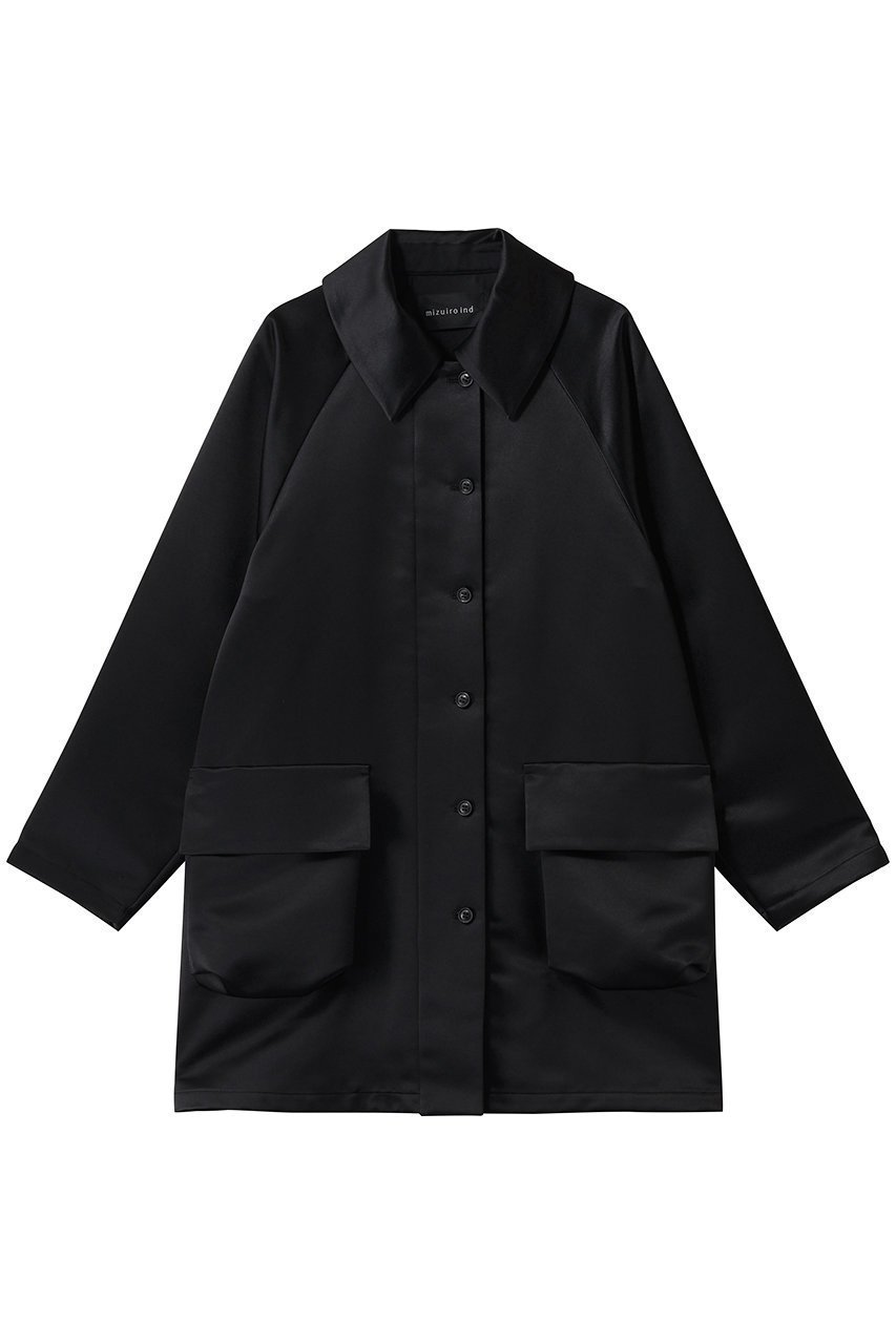 【ミズイロ インド/mizuiro ind】のsatin dolman coat コート インテリア・キッズ・メンズ・レディースファッション・服の通販 founy(ファウニー) 　ファッション　Fashion　レディースファッション　Fashion for Women　アウター　Coat / Outerwear Collection　コート・ロングコート・ピーコート　Long Coats, Peacoats & More　サテン　Satin, Glossy Fabric　シンプル　Simple, Minimal　スリーブ　Sleeve, Long Sleeve / Short Sleeve　フロント　Front, Front Design　ポケット　Pocket, Pocket Detail　ロング　Long, Long-Length　エレガント 上品　Elegant　black|ID: prp329100004889648 ipo3291000000036535843