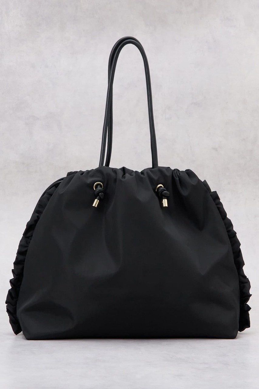 【ランバン オン ブルー/LANVIN en Bleu】のサイドフリルドロストトートバッグ(大) 人気、トレンドファッション・服の通販 founy(ファニー) 　ファッション　Fashion　レディースファッション　Fashion for Women　バッグ　Bags　タフタ　Taffeta, Structured Fabric　フェイクレザー　Faux Leather, PU Leather　フリル　Frill, Ruffle　プリント　Print, Printed Pattern　メタル　Metal, Metal Parts　巾着　Drawstring Bag, Kinchaku　other-2|ID: prp329100004889671 ipo3291000000036536228