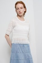 【ランバン オン ブルー/LANVIN en Bleu】のレースハーフスリーブニット 人気、トレンドファッション・服の通販 founy(ファニー) ファッション Fashion レディースファッション Fashion for Women トップス・カットソー Cut & Sew Tops ニット Knit Tops & Sweaters カジュアルプルオーバー・ニットトップス Pullovers & Knit Tops / Casual Pullovers カーディガン Cardigan, Knitwear コンパクト Compact, Small Size バランス Balance, Style Balance パターン Pattern, Design Print レース Lace, Lace Fabric エレガント 上品 Elegant 新作・新入荷 New Arrivals / New In thumbnail オフ|ID: prp329100004889672 ipo3291000000036536245