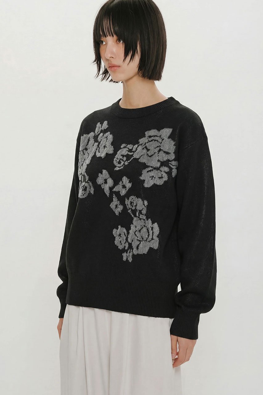 【ミディウミソリッド/MIDIUMISOLID】のflower jacquard P/O プルオーバー 大人の最旬トレンドファッション＆コーディネート founy(ファウニー) 　ファッション　Fashion　レディースファッション　Fashion for Women　トップス・カットソー　Cut & Sew Tops　ニット　Knit Tops & Sweaters　カジュアルプルオーバー・ニットトップス　Pullovers & Knit Tops / Casual Pullovers　エレガント 上品　Elegant　シアー　Sheer, See-Through　シンプル　Simple, Minimal　ジャカード／ジャガード　Jacquard, Woven Pattern　スリーブ　Sleeve, Long Sleeve / Short Sleeve　フェミニン　Feminine, Girly　フラワー　Flower, Floral　モチーフ　Motif, Design Theme　ロング　Long, Long-Length　other-6|ID: prp329100004889721 ipo3291000000037029228