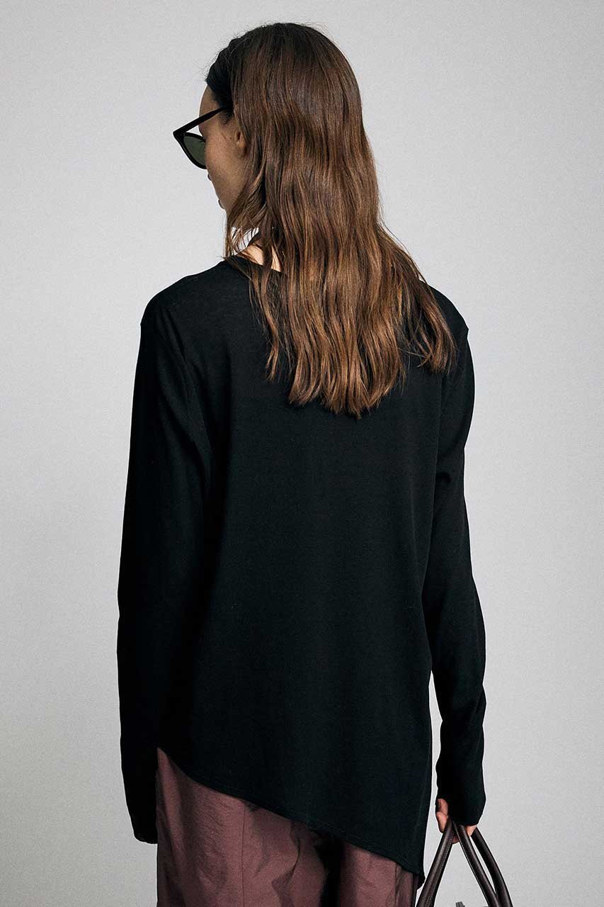 【ブリル/BRILL】のアシンメトリーカットプルオーバー 人気、トレンドファッション・服の通販 founy(ファニー) 　ファッション　Fashion　レディースファッション　Fashion for Women　トップス・カットソー　Cut & Sew Tops　シャツ・ブラウス・オフィスカジュアル　Elegant Blouses & Button-Ups　ロングTシャツ・Tシャツ　Longline T-Shirts & Tees　カジュアルプルオーバー・ニットトップス　Pullovers & Knit Tops / Casual Pullovers　カットソー・ベーシックTシャツ　Cut-and-Sewn Tops / Stretch Tees & Basics　スリーブ　Sleeve, Long Sleeve / Short Sleeve　テレコ　Ribbed, Rib Stitch　ロング　Long, Long-Length　エレガント 上品　Elegant　新作・新入荷　New Arrivals / New In　other-4|ID: prp329100004889730 ipo3291000000036536880