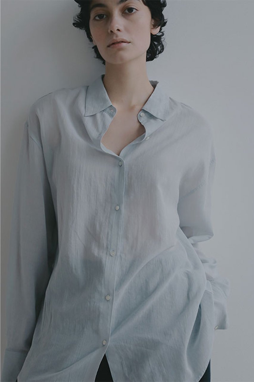 【エトレトウキョウ/ETRE TOKYO】のシアーコットンシャツ インテリア・キッズ・メンズ・レディースファッション・服の通販 founy(ファニー) 　ファッション　Fashion　レディースファッション　Fashion for Women　トップス・カットソー　Cut & Sew Tops　シャツ・ブラウス・オフィスカジュアル　Elegant Blouses & Button-Ups　春　Spring　キャミソール　Camisole, Spaghetti Strap Top　シアー　Sheer, See-Through　シンプル　Simple, Minimal　スラックス　Slacks, Dress Pants　スリーブ　Sleeve, Long Sleeve / Short Sleeve　タンク　Tank Top, Sleeveless Top　バランス　Balance, Style Balance　ロング　Long, Long-Length　ワイド　Wide, Wide Fit　再入荷　Restock / Back in Stock　おすすめ　Recommended / Our Picks　エレガント 上品　Elegant　ブルー|ID: prp329100004889784 ipo3291000000036537610