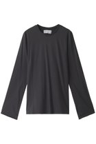 【マリリンムーン/MARILYN MOON】の【WALANCE】オーガニックコットンジャージートップ 人気、トレンドファッション・服の通販 founy(ファニー) ファッション Fashion レディースファッション Fashion for Women トップス・カットソー Cut & Sew Tops シャツ・ブラウス・オフィスカジュアル Elegant Blouses & Button-Ups ロングTシャツ・Tシャツ Longline T-Shirts & Tees カットソー・ベーシックTシャツ Cut-and-Sewn Tops / Stretch Tees & Basics オーガニック Organic Cotton シンプル Simple, Minimal スリーブ Sleeve, Long Sleeve / Short Sleeve ロング Long, Long-Length 長袖 Long Sleeve, Full Sleeve thumbnail シルバーブラック|ID: prp329100004889935 ipo3291000000036539780