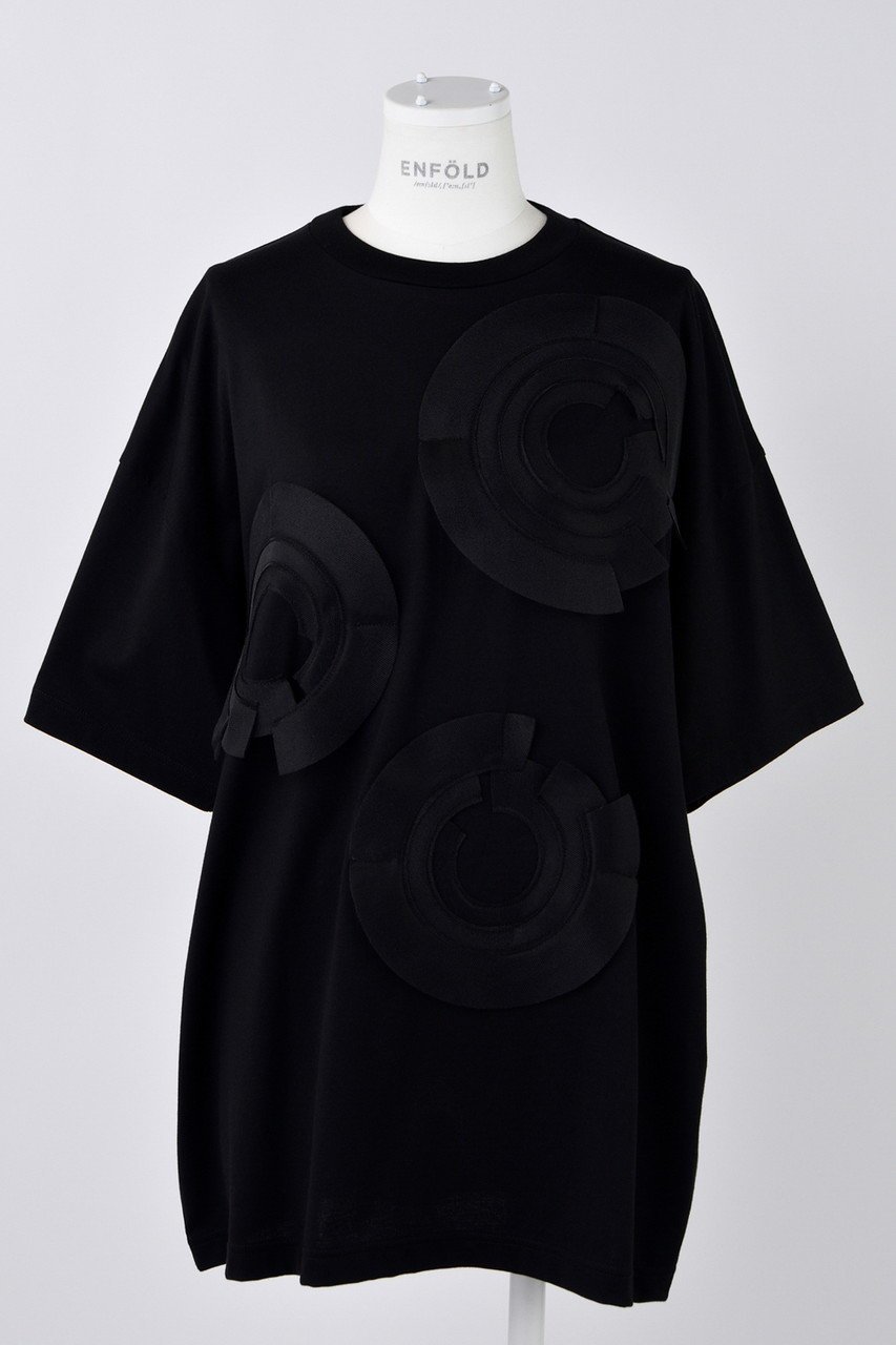 【エンフォルド/ENFOLD】のスビン天竺 Spiral T/SH Tシャツ インテリア・キッズ・メンズ・レディースファッション・服の通販 founy(ファニー) 　ファッション　Fashion　レディースファッション　Fashion for Women　トップス・カットソー　Cut & Sew Tops　シャツ・ブラウス・オフィスカジュアル　Elegant Blouses & Button-Ups　ロングTシャツ・Tシャツ　Longline T-Shirts & Tees　カットソー・ベーシックTシャツ　Cut-and-Sewn Tops / Stretch Tees & Basics　おすすめ　Recommended / Our Picks　ショート　Short, Short Length　スリーブ　Sleeve, Long Sleeve / Short Sleeve　セットアップ　Set-Up, Coordinated Outfit　モチーフ　Motif, Design Theme　ラッセル　Raschel, Raschel Lace　今季　This Season, Current Season　ブラック|ID: prp329100004889955 ipo3291000000036539965
