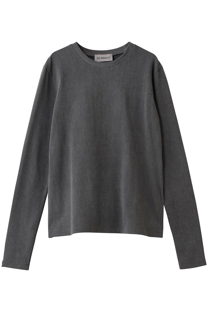 【オブリオ/AUBRIOT】のヴィンテージライク ロングスリーブTシャツ インテリア・キッズ・メンズ・レディースファッション・服の通販 founy(ファニー) 　ファッション　Fashion　レディースファッション　Fashion for Women　トップス・カットソー　Cut & Sew Tops　シャツ・ブラウス・オフィスカジュアル　Elegant Blouses & Button-Ups　ロングTシャツ・Tシャツ　Longline T-Shirts & Tees　カットソー・ベーシックTシャツ　Cut-and-Sewn Tops / Stretch Tees & Basics　スリーブ　Sleeve, Long Sleeve / Short Sleeve　ブラウジング　Blouson Silhouette, Cinched Waist　ベーシック　Basic, Essential　ロング　Long, Long-Length　ヴィンテージ　Vintage Style　長袖　Long Sleeve, Full Sleeve　チャコールグレー|ID: prp329100004890331 ipo3291000000036545370