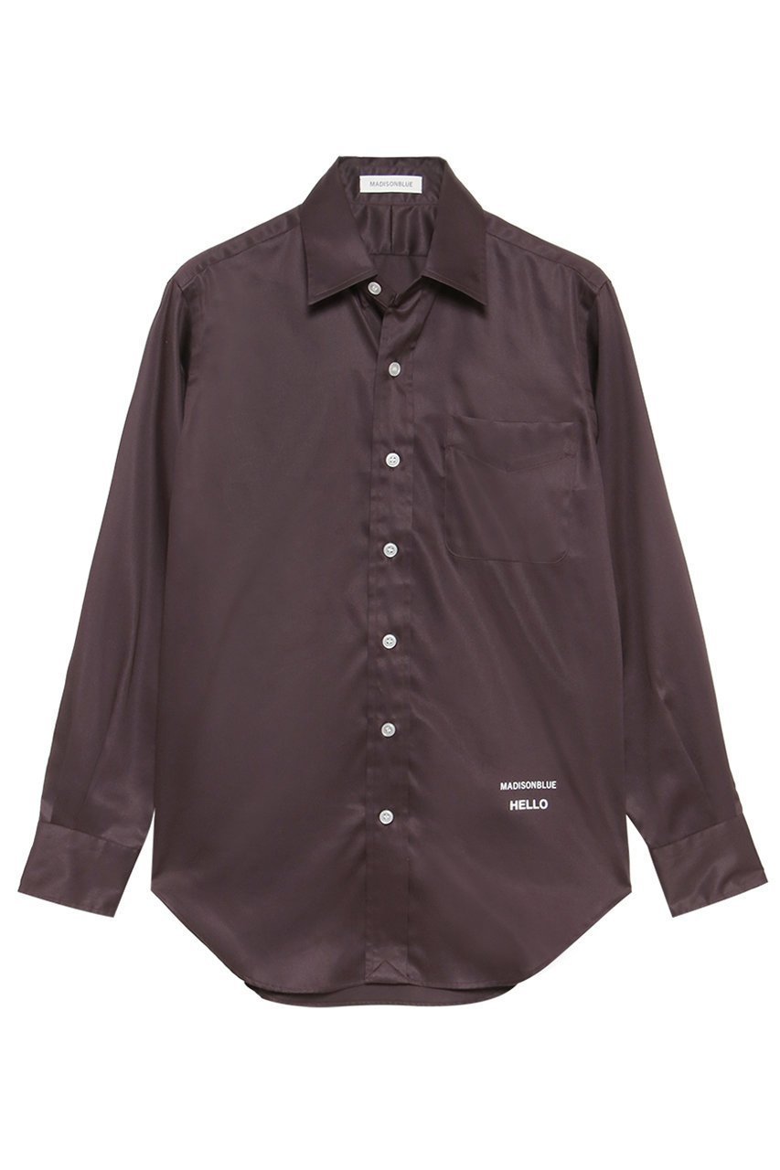 【マディソンブルー/MADISONBLUE】のTRANE L/S SHIRT SATIN サテンロングスリーブシャツ インテリア・キッズ・メンズ・レディースファッション・服の通販 founy(ファニー) 　ファッション　Fashion　レディースファッション　Fashion for Women　トップス・カットソー　Cut & Sew Tops　シャツ・ブラウス・オフィスカジュアル　Elegant Blouses & Button-Ups　クラシック　Classic, Timeless Style　サテン　Satin, Glossy Fabric　スリーブ　Sleeve, Long Sleeve / Short Sleeve　バランス　Balance, Style Balance　プリント　Print, Printed Pattern　モダン　Modern, Contemporary　ロング　Long, Long-Length　エレガント 上品　Elegant　再入荷　Restock / Back in Stock　ブラウン|ID: prp329100004890438 ipo3291000000036546356