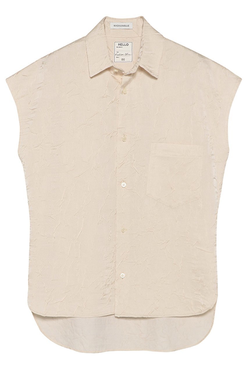 【マディソンブルー/MADISONBLUE】のJ.BRADLEY SLEEVELESS SHIRT SATIN サテンスリーブレスシャツ インテリア・キッズ・メンズ・レディースファッション・服の通販 founy(ファニー) ファッション Fashion レディースファッション Fashion for Women トップス・カットソー Cut & Sew Tops シャツ・ブラウス・オフィスカジュアル Elegant Blouses & Button-Ups サテン Satin, Glossy Fabric ショート Short, Short Length スリーブ Sleeve, Long Sleeve / Short Sleeve ドレープ Drape, Draping Fabric ノースリーブ Sleeveless, No-Sleeve フレンチ French, French Style ボンディング Bonding, Bonded Fabric ワッシャー Washer, Crinkled Finish エレガント 上品 Elegant 定番 Standard, Basic Item クリーム|ID: prp329100004890440 ipo3291000000036546368