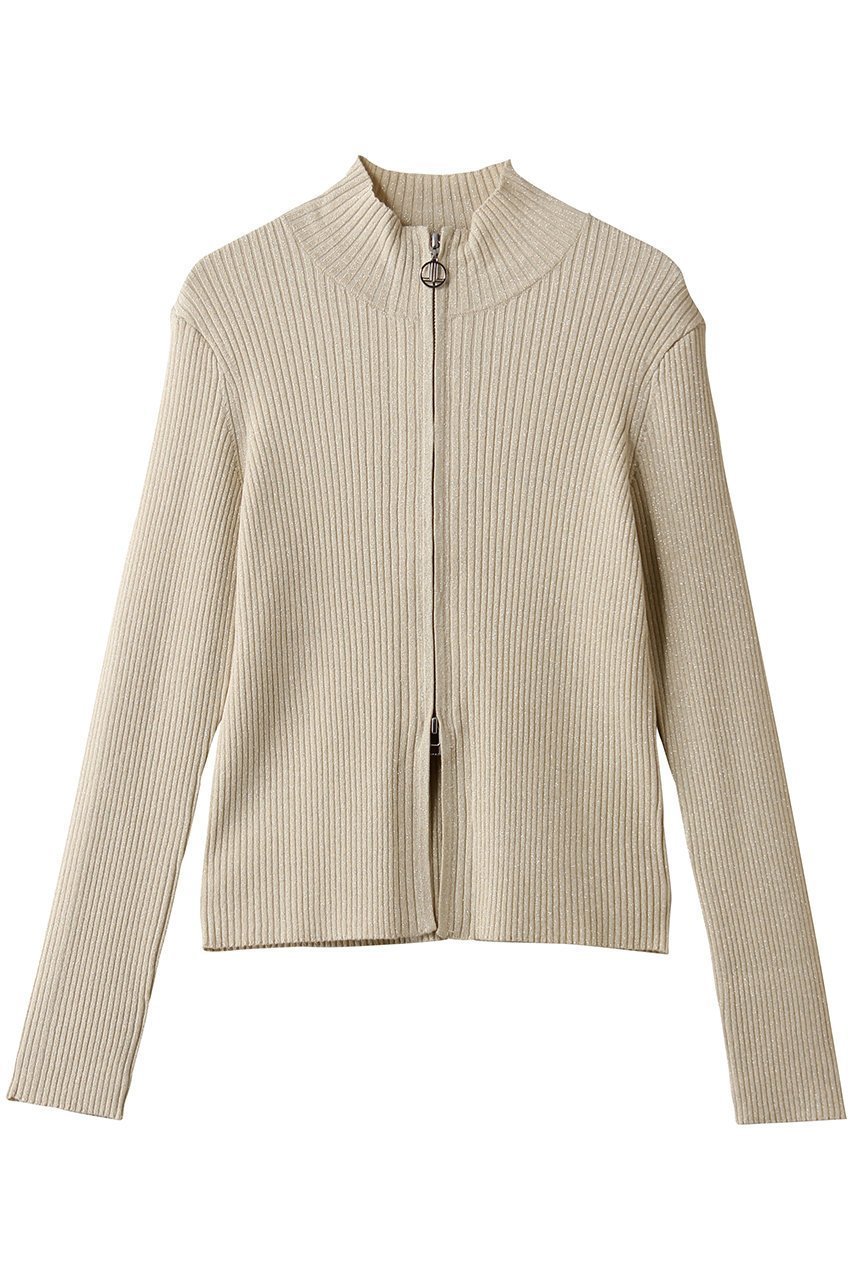 【ランバン オン ブルー/LANVIN en Bleu】のラメジップアップリブニット インテリア・キッズ・メンズ・レディースファッション・服の通販 founy(ファウニー) 　ファッション　Fashion　レディースファッション　Fashion for Women　トップス・カットソー　Cut & Sew Tops　ニット　Knit Tops & Sweaters　カジュアルプルオーバー・ニットトップス　Pullovers & Knit Tops / Casual Pullovers　コンパクト　Compact, Small Size　ジップアップ　Zip-Up, Full Zip　スポーティ　Sporty, Casual Athletic　スリーブ　Sleeve, Long Sleeve / Short Sleeve　フィット　Fit, Slim Fit　リブニット　Rib Knit, Ribbed Knit　ロング　Long, Long-Length　ベージュ|ID: prp329100004890492 ipo3291000000036546781