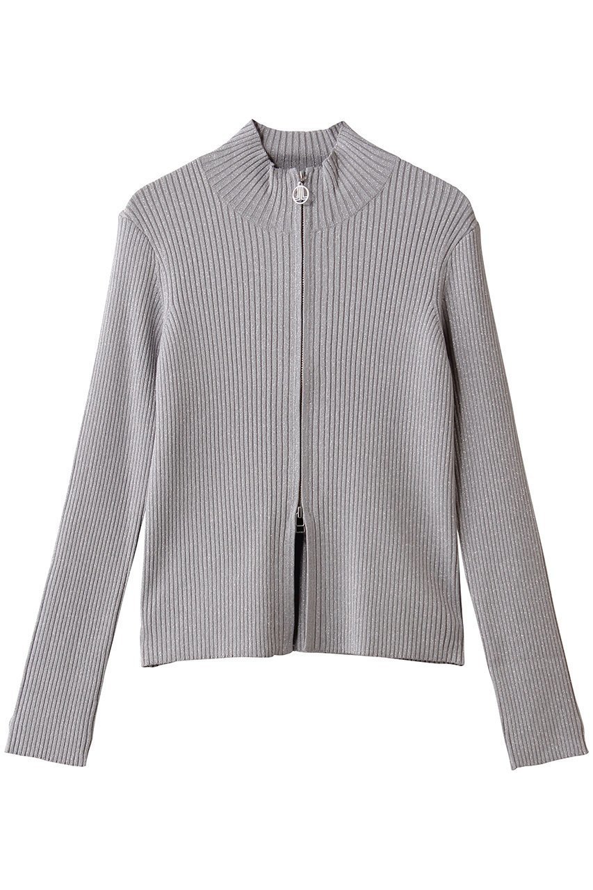 【ランバン オン ブルー/LANVIN en Bleu】のラメジップアップリブニット インテリア・キッズ・メンズ・レディースファッション・服の通販 founy(ファウニー) 　ファッション　Fashion　レディースファッション　Fashion for Women　トップス・カットソー　Cut & Sew Tops　ニット　Knit Tops & Sweaters　カジュアルプルオーバー・ニットトップス　Pullovers & Knit Tops / Casual Pullovers　コンパクト　Compact, Small Size　ジップアップ　Zip-Up, Full Zip　スポーティ　Sporty, Casual Athletic　スリーブ　Sleeve, Long Sleeve / Short Sleeve　フィット　Fit, Slim Fit　リブニット　Rib Knit, Ribbed Knit　ロング　Long, Long-Length　グレー|ID: prp329100004890492 ipo3291000000036546782