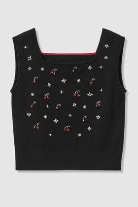 【アルアバイル/allureville】 【LOULOU WILLOUGHBY】CHERRYビジュータンク人気、トレンドファッション・服の通販 founy(ファニー) ファッション Fashion レディースファッション Fashion for Women トップス・カットソー Cut & Sew Tops ニット Knit Tops & Sweaters カジュアルプルオーバー・ニットトップス Pullovers & Knit Tops / Casual Pullovers カーディガン Cardigan, Knitwear スクエア Square, Square Shape タンク Tank Top, Sleeveless Top チェリー Cherry, Cherry Pattern ビジュー Bijou, Jewel-like Accent モチーフ Motif, Design Theme |ID:prp329100004890502