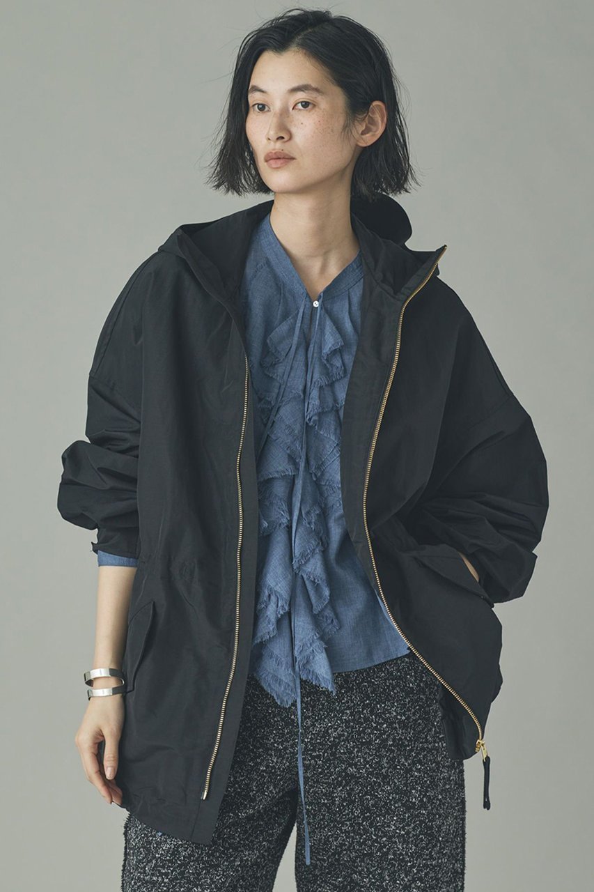 【カレンソロジー/Curensology】のナイロンラミーフードブルゾン インテリア・キッズ・メンズ・レディースファッション・服の通販 founy(ファウニー) 　ファッション　Fashion　レディースファッション　Fashion for Women　アウター　Coat / Outerwear Collection　レディースジャケット・軽アウター　Jackets　ブルゾンジャケット・スポーティアウター　Blouson Jackets　ジャケット　Jacket, Outerwear　ブルゾン　Blouson, Bomber Jacket　ベーシック　Basic, Essential　エレガント 上品　Elegant　定番　Standard, Basic Item　ブラック|ID: prp329100004890511 ipo3291000000036865968