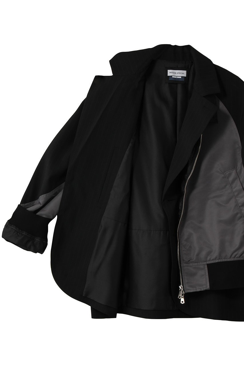 【メゾンスペシャル/MAISON SPECIAL】の【UNISEX】MA-1レイヤリング 2Bジャケット 人気、トレンドファッション・服の通販 founy(ファニー) 　ファッション　Fashion　レディースファッション　Fashion for Women　アウター　Coat / Outerwear Collection　レディースジャケット・軽アウター　Jackets　MA-1ジャケット　MA-1 Bomber Jackets / Flight Jackets　ジュエリー　Jewelry　ファッションリング　Fashion Rings　イヤリング・フープ・ドロップタイプ　Hoop, Drop & Clip Earrings　ユニセックス　Unisex, Genderless　ジャケット　Jacket, Outerwear　スタンド　Stand Collar, Upright Stand　ドッキング　Docking, Mixed Material　ミリタリー　Military, Army Style　エレガント 上品　Elegant　定番　Standard, Basic Item　other-6|ID: prp329100004890603 ipo3291000000036547822