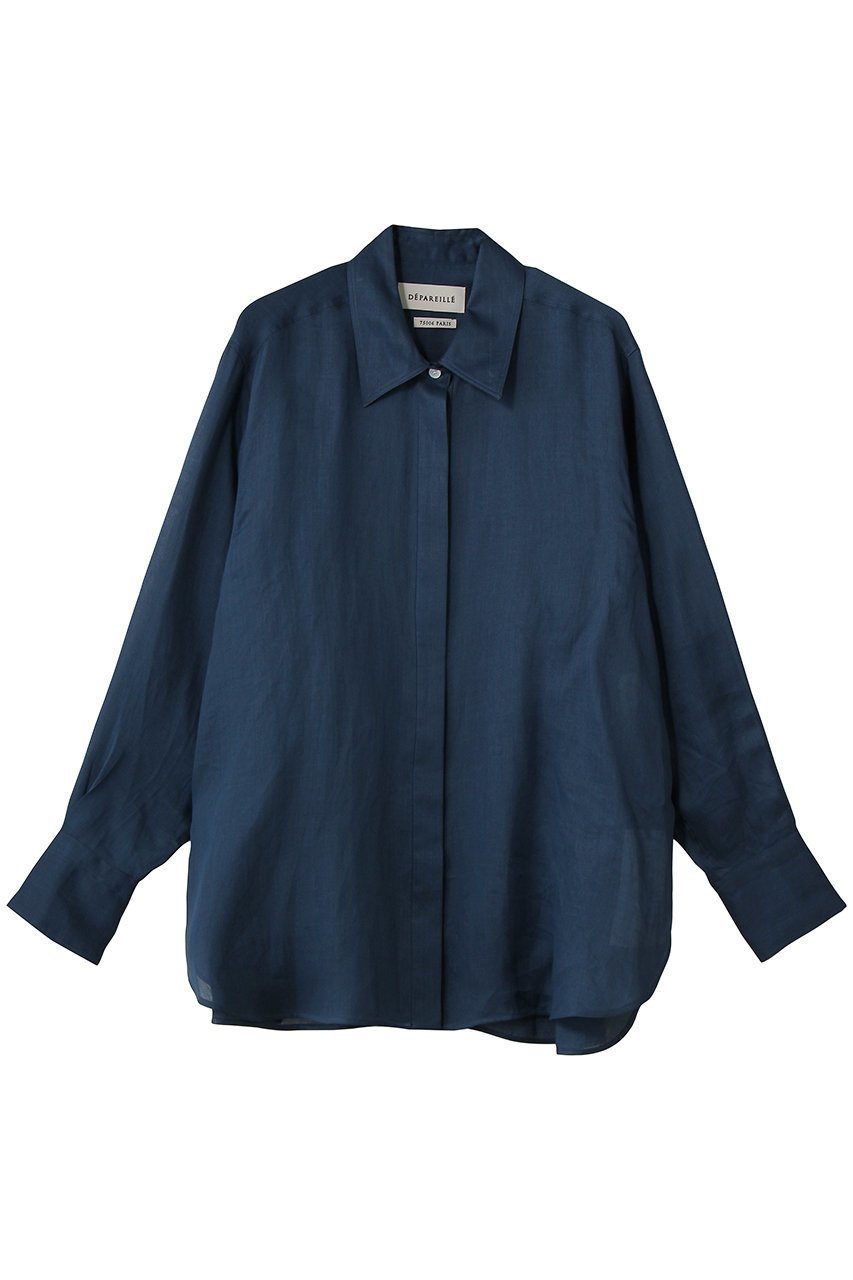 【デパリエ/DEPAREILLE】のラミーツイルレギュラーカラーシャツ インテリア・キッズ・メンズ・レディースファッション・服の通販 founy(ファニー) ファッション Fashion レディースファッション Fashion for Women トップス・カットソー Cut & Sew Tops シャツ・ブラウス・オフィスカジュアル Elegant Blouses & Button-Ups スリット Slit, Slit Detail スリーブ Sleeve, Long Sleeve / Short Sleeve ロング Long, Long-Length 夏 Summer 春 Spring S/S・春夏 SS, Spring/Summer, Warm Season ネイビー|ID: prp329100004890690 ipo3291000000036549009