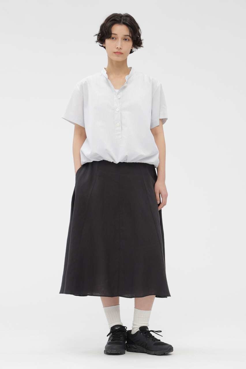 【マーガレットハウエル/MARGARET HOWELL】のYARN DYED COTTON POPLIN SHIRT 人気、トレンドファッション・服の通販 founy(ファニー) 　ファッション　Fashion　レディースファッション　Fashion for Women　トップス・カットソー　Cut & Sew Tops　シャツ・ブラウス・オフィスカジュアル　Elegant Blouses & Button-Ups　なめらか　Smooth, Silky Texture　ショート　Short, Short Length　スピンドル　Spindle, Drawcord　スリーブ　Sleeve, Long Sleeve / Short Sleeve　ブラウジング　Blouson Silhouette, Cinched Waist　エレガント 上品　Elegant　半袖　Short Sleeve, Half Sleeve　新作・新入荷　New Arrivals / New In　other-2|ID: prp329100004890735 ipo3291000000036549510