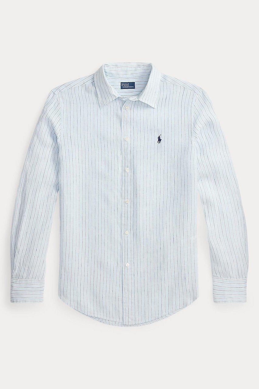 【ラルフローレン/RALPH LAUREN】の【POLO RALPH LAUREN】クラシック フィット ストライプド リネン シャツ インテリア・キッズ・メンズ・レディースファッション・服の通販 founy(ファニー) ファッション Fashion レディースファッション Fashion for Women トップス・カットソー Cut & Sew Tops シャツ・ブラウス・オフィスカジュアル Elegant Blouses & Button-Ups クラシック Classic, Timeless Style ストライプ Stripe, Striped Pattern ストレート Straight, Straight Cut スリーブ Sleeve, Long Sleeve / Short Sleeve バランス Balance, Style Balance フィット Fit, Slim Fit プリーツ Pleats, Pleated ボックス Boxy, Box Shape ヨーク Yoke, Yoke Design リネン Linen, Linen Fabric リラックス Relax, Relaxed Fit ロング Long, Long-Length エレガント 上品 Elegant 新作・新入荷 New Arrivals / New In ブルー|ID: prp329100004890739 ipo3291000000036549533