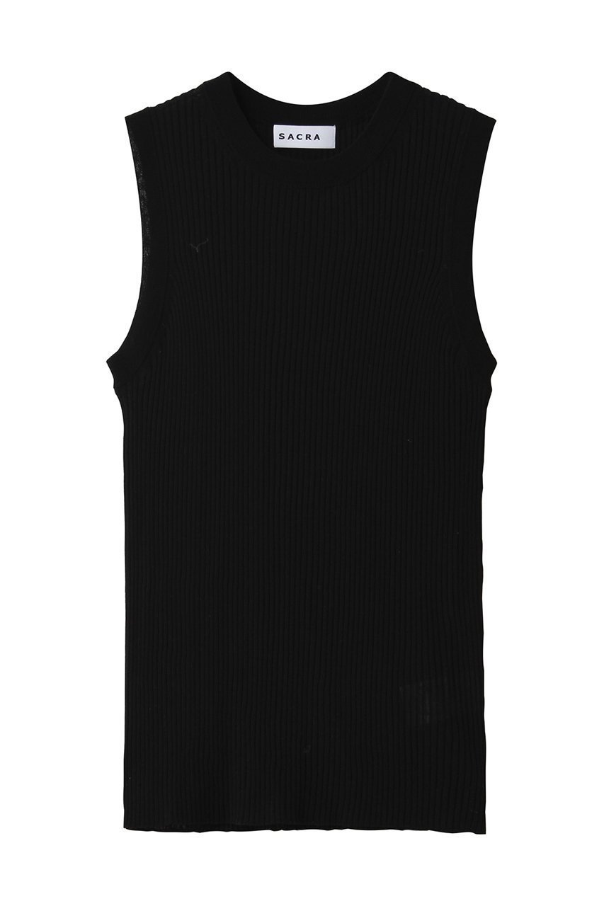 【サクラ/SACRA】のファインツイストコットンリネンリブタンクトップ インテリア・キッズ・メンズ・レディースファッション・服の通販 founy(ファニー) 　ファッション　Fashion　レディースファッション　Fashion for Women　トップス・カットソー　Cut & Sew Tops　キャミソール&ノースリーブ　Camisoles & Sleeveless Tops　シャツ・ブラウス・オフィスカジュアル　Elegant Blouses & Button-Ups　ロングTシャツ・Tシャツ　Longline T-Shirts & Tees　カットソー・ベーシックTシャツ　Cut-and-Sewn Tops / Stretch Tees & Basics　アメリカン　American Style　インナー　Innerwear　キャミソール　Camisole, Spaghetti Strap Top　コンパクト　Compact, Small Size　サマー　Summer, Summer Style　スリーブ　Sleeve, Long Sleeve / Short Sleeve　タンク　Tank Top, Sleeveless Top　ノースリーブ　Sleeveless, No-Sleeve　リラックス　Relax, Relaxed Fit　夏　Summer　新作・新入荷　New Arrivals / New In　ブラック|ID: prp329100004890755 ipo3291000000036549699