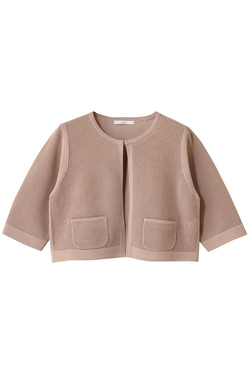 【アナイ/ANAYI】のサマーメッシュショートカーディガン インテリア・キッズ・メンズ・レディースファッション・服の通販 founy(ファニー) ファッション Fashion レディースファッション Fashion for Women トップス・カットソー Cut & Sew Tops ニット Knit Tops & Sweaters カーディガン・羽織り Layered Style Cardigans カーディガン Cardigan, Knitwear サマー Summer, Summer Style ショート Short, Short Length シンプル Simple, Minimal センター Center, Center Line ファブリック Fabric, Textile メッシュ Mesh, Net Fabric エレガント 上品 Elegant 今夏 This Summer 夏 Summer ピンクベージュ|ID: prp329100004890773 ipo3291000000036554043