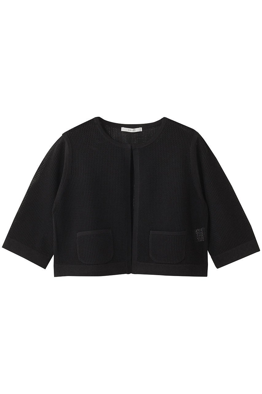 【アナイ/ANAYI】のサマーメッシュショートカーディガン インテリア・キッズ・メンズ・レディースファッション・服の通販 founy(ファニー) ファッション Fashion レディースファッション Fashion for Women トップス・カットソー Cut & Sew Tops ニット Knit Tops & Sweaters カーディガン・羽織り Layered Style Cardigans カーディガン Cardigan, Knitwear サマー Summer, Summer Style ショート Short, Short Length シンプル Simple, Minimal センター Center, Center Line ファブリック Fabric, Textile メッシュ Mesh, Net Fabric エレガント 上品 Elegant 今夏 This Summer 夏 Summer ブラック|ID: prp329100004890773 ipo3291000000036554045