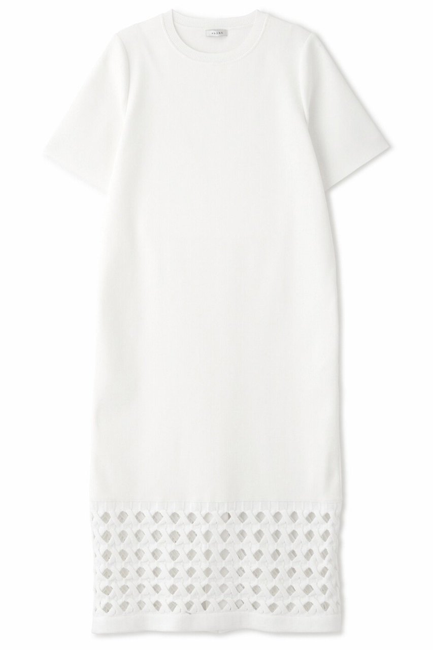 【アドーア/ADORE】のケーブルメッシュニットワンピース インテリア・キッズ・メンズ・レディースファッション・服の通販 founy(ファニー) 　ファッション　Fashion　レディースファッション　Fashion for Women　ワンピース　Dresses　ニットワンピース　Knit Dresses　チュニック　Tunic Tops & Dresses　チュニック　Tunic, Long Top　メッシュ　Mesh, Net Fabric　ロング　Long, Long-Length　ホワイト|ID: prp329100004890882 ipo3291000000036555800