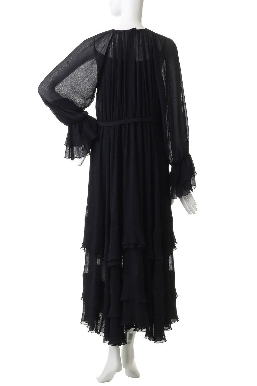 【ジェイドット/j.】のクレープジョーゼットフリルティアードドレス 人気、トレンドファッション・服の通販 founy(ファニー) 　ファッション　Fashion　レディースファッション　Fashion for Women　ワンピース　Dresses　フォーマル・パーティードレス・結婚式用ドレス　Elegant & Casual Dresses　チュニック　Tunic Tops & Dresses　エアリー　Airy Texture　ギャザー　Gathered, Ruffled　シアー　Sheer, See-Through　ジョーゼット　Georgette, Semi-Sheer Fabric　チュニック　Tunic, Long Top　ティアードワンピース　Tiered Dress, Flared Dress　パーティ　Party, Party Style　フリル　Frill, Ruffle　ペチコート　Petticoat, Underskirt　リボン　Ribbon, Bow　ロング　Long, Long-Length　other-4|ID: prp329100004890908 ipo3291000000036556132