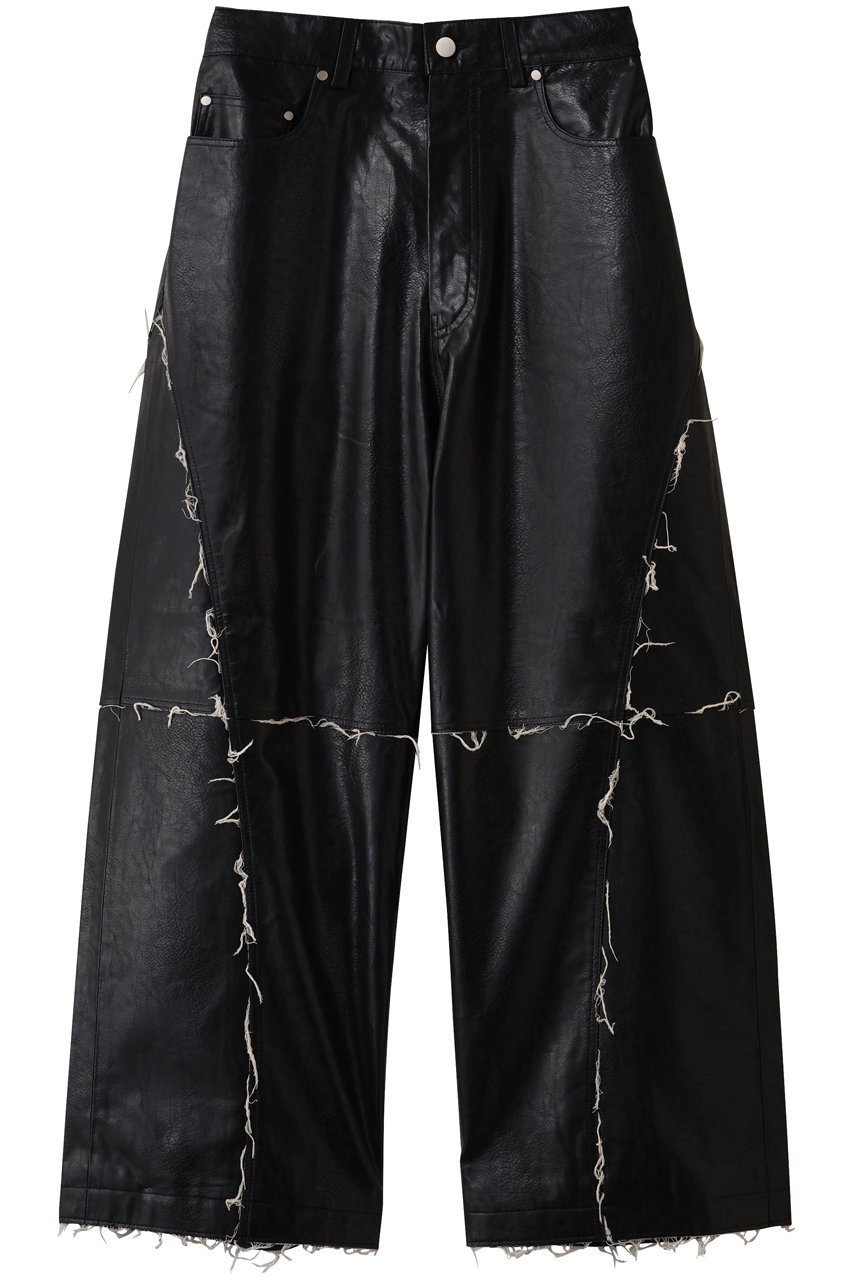 【メゾンスペシャル/MAISON SPECIAL】の【UNISEX】フリンジ切リ替エアーティフィシャルレザーパンツ インテリア・キッズ・メンズ・レディースファッション・服の通販 founy(ファウニー) 　ファッション　Fashion　レディースファッション　Fashion for Women　パンツ　Pants & Trousers　ユニセックス　Unisex, Genderless　ストレッチ　Stretch, Stretchy Fabric　フェイクレザー　Faux Leather, PU Leather　フリンジ　Fringe, Tassel　リアル　Real, Realistic　BLK(ブラック)|ID: prp329100004890910 ipo3291000000036957503