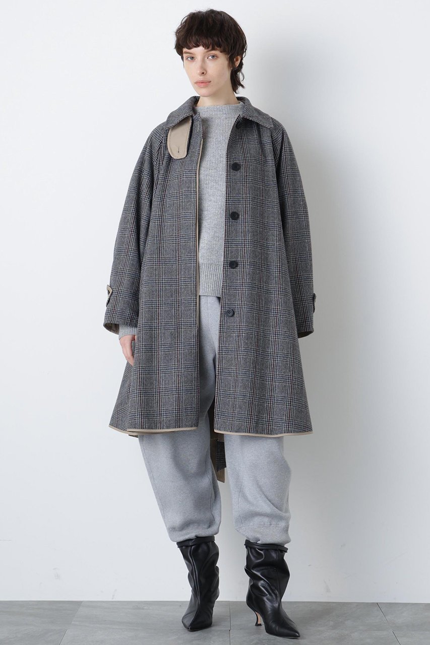 【ヒューエルミュージアム/hueLe Museum】の【hLM】リバーシブルテントコート 人気、トレンドファッション・服の通販 founy(ファニー) 　ファッション　Fashion　レディースファッション　Fashion for Women　アウター　Coat / Outerwear Collection　コート・ロングコート・ピーコート　Long Coats, Peacoats & More　クラシカル　Classical, Vintage-Inspired　チェック　Check, Plaid, Tartan　パイピング　Piping, Trim Design　フレア　Flare, Flared　ロング　Long, Long-Length　other-3|ID: prp329100004890919 ipo3291000000036556226