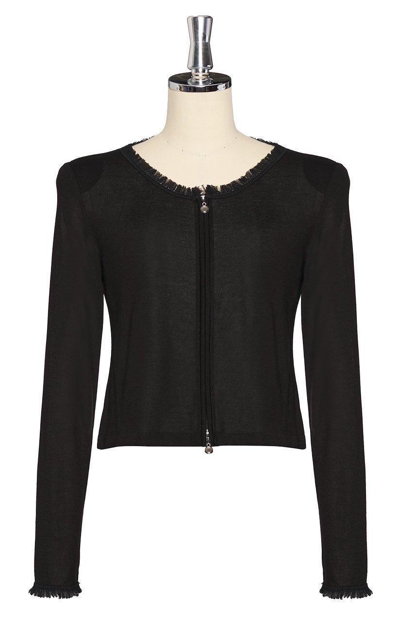 【デイジーリン/DAISY LIN】のSuper Light Cardigan “Tulle Symphony” インテリア・キッズ・メンズ・レディースファッション・服の通販 founy(ファニー) 　ファッション　Fashion　レディースファッション　Fashion for Women　トップス・カットソー　Cut & Sew Tops　ニット　Knit Tops & Sweaters　カーディガン・羽織り　Layered Style Cardigans　エレガント 上品　Elegant　カーディガン　Cardigan, Knitwear　コンパクト　Compact, Small Size　シアー　Sheer, See-Through　ダブル　Double, Double-Breasted　チュール　Tulip, Tulip Motif　フリンジ　Fringe, Tassel　ワイド　Wide, Wide Fit　ブラックブラック|ID: prp329100004890980 ipo3291000000036556771