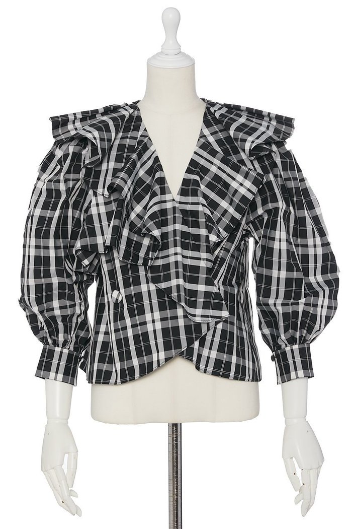 【デイジーリン/DAISY LIN】のGraceful Blouse インテリア・キッズ・メンズ・レディースファッション・服の通販 founy(ファニー) https://founy.com/ ファッション Fashion レディースファッション Fashion for Women トップス・カットソー Cut & Sew Tops シャツ・ブラウス・オフィスカジュアル Elegant Blouses & Button-Ups アシンメトリー Asymmetrical Style カフス Cuff Design クラシック Classic, Timeless Style スリーブ Sleeve, Long Sleeve / Short Sleeve チェック Check, Plaid, Tartan フリル Frill, Ruffle フロント Front, Front Design モダン Modern, Contemporary モノトーン Monotone, Black and White ロング Long, Long-Length エレガント 上品 Elegant 洗える Machine Washable |ID: prp329100004890981 ipo3291000000036556779