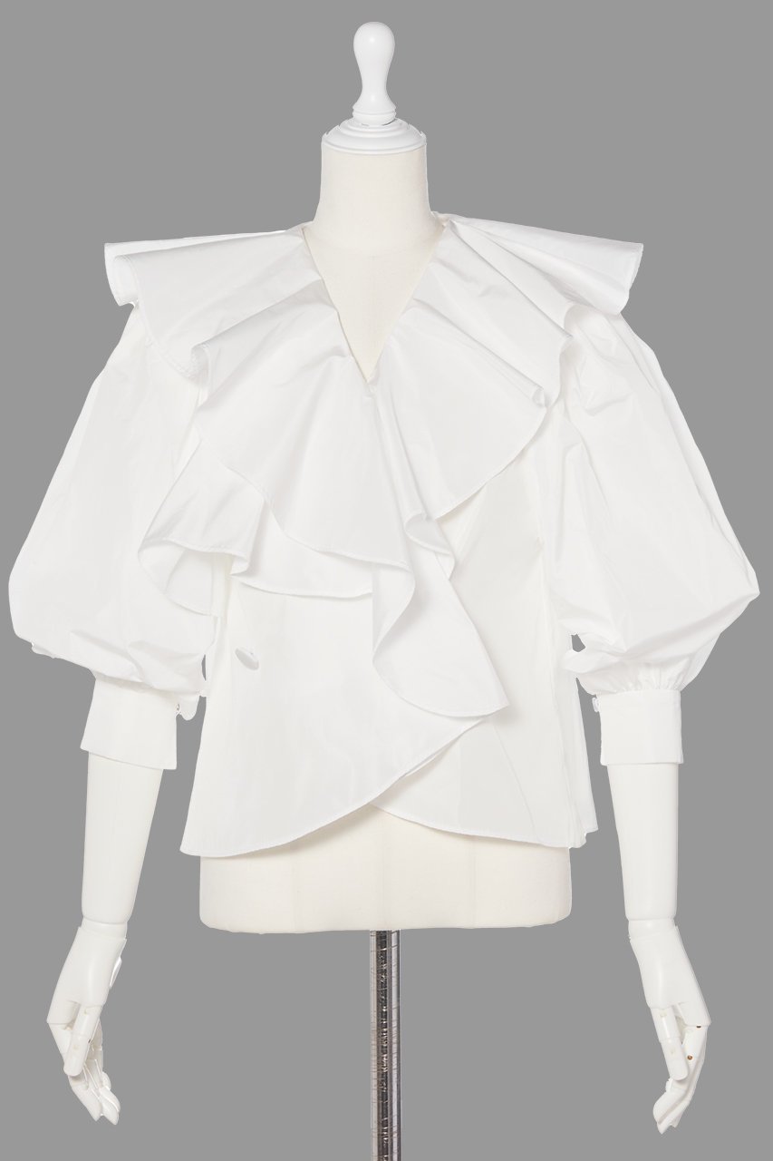 【デイジーリン/DAISY LIN】のGraceful Blouse インテリア・キッズ・メンズ・レディースファッション・服の通販 founy(ファニー) 　ファッション　Fashion　レディースファッション　Fashion for Women　トップス・カットソー　Cut & Sew Tops　シャツ・ブラウス・オフィスカジュアル　Elegant Blouses & Button-Ups　アシンメトリー　Asymmetrical Style　カフス　Cuff Design　クラシック　Classic, Timeless Style　スリーブ　Sleeve, Long Sleeve / Short Sleeve　チェック　Check, Plaid, Tartan　フリル　Frill, Ruffle　フロント　Front, Front Design　モダン　Modern, Contemporary　モノトーン　Monotone, Black and White　ロング　Long, Long-Length　エレガント 上品　Elegant　洗える　Machine Washable　ホワイト|ID: prp329100004890981 ipo3291000000036556781