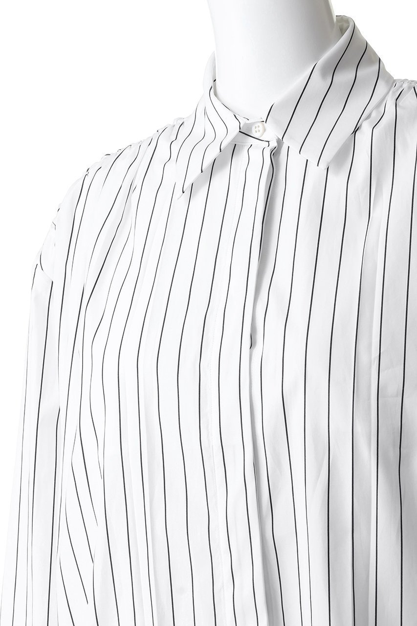 【ジル サンダー/JIL SANDER】のライトウェイト ストライプ コットン シャツ 人気、トレンドファッション・服の通販 founy(ファニー) 　ファッション　Fashion　レディースファッション　Fashion for Women　トップス・カットソー　Cut & Sew Tops　シャツ・ブラウス・オフィスカジュアル　Elegant Blouses & Button-Ups　ギャザー　Gathered, Ruffled　ストライプ　Stripe, Striped Pattern　スリーブ　Sleeve, Long Sleeve / Short Sleeve　ロング　Long, Long-Length　other-5|ID: prp329100004891020 ipo3291000000036557149