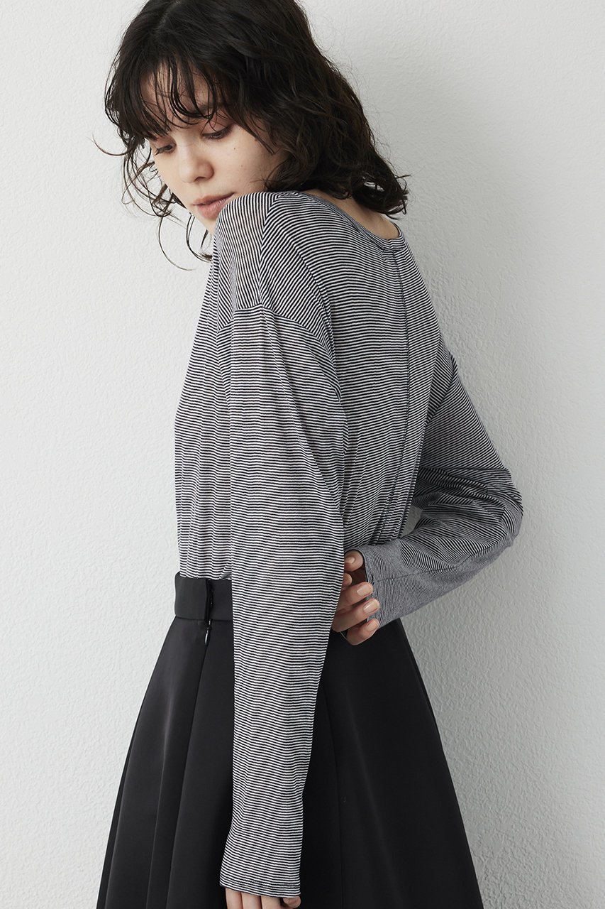 【ウィムガゼット/Whim Gazette】の【THE PAUSE】シアーフライスロンTEE 人気、トレンドファッション・服の通販 founy(ファニー) 　ファッション　Fashion　レディースファッション　Fashion for Women　トップス・カットソー　Cut & Sew Tops　シャツ・ブラウス・オフィスカジュアル　Elegant Blouses & Button-Ups　ロングTシャツ・Tシャツ　Longline T-Shirts & Tees　カットソー・ベーシックTシャツ　Cut-and-Sewn Tops / Stretch Tees & Basics　おすすめ　Recommended / Our Picks　シアー　Sheer, See-Through　シンプル　Simple, Minimal　スタンダード　Standard, Basic　スリーブ　Sleeve, Long Sleeve / Short Sleeve　ボーダー　Border, Stripe　ロング　Long, Long-Length　エレガント 上品　Elegant　other-2|ID: prp329100004891035 ipo3291000000036557270