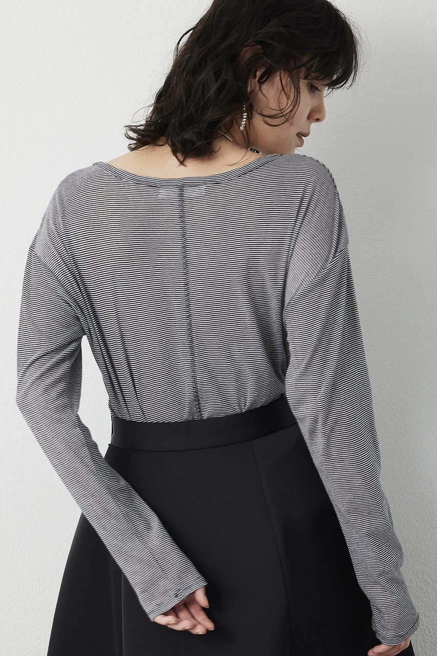 【ウィムガゼット/Whim Gazette】の【THE PAUSE】シアーフライスロンTEE 人気、トレンドファッション・服の通販 founy(ファニー) 　ファッション　Fashion　レディースファッション　Fashion for Women　トップス・カットソー　Cut & Sew Tops　シャツ・ブラウス・オフィスカジュアル　Elegant Blouses & Button-Ups　ロングTシャツ・Tシャツ　Longline T-Shirts & Tees　カットソー・ベーシックTシャツ　Cut-and-Sewn Tops / Stretch Tees & Basics　おすすめ　Recommended / Our Picks　シアー　Sheer, See-Through　シンプル　Simple, Minimal　スタンダード　Standard, Basic　スリーブ　Sleeve, Long Sleeve / Short Sleeve　ボーダー　Border, Stripe　ロング　Long, Long-Length　エレガント 上品　Elegant　other-3|ID: prp329100004891035 ipo3291000000036557271