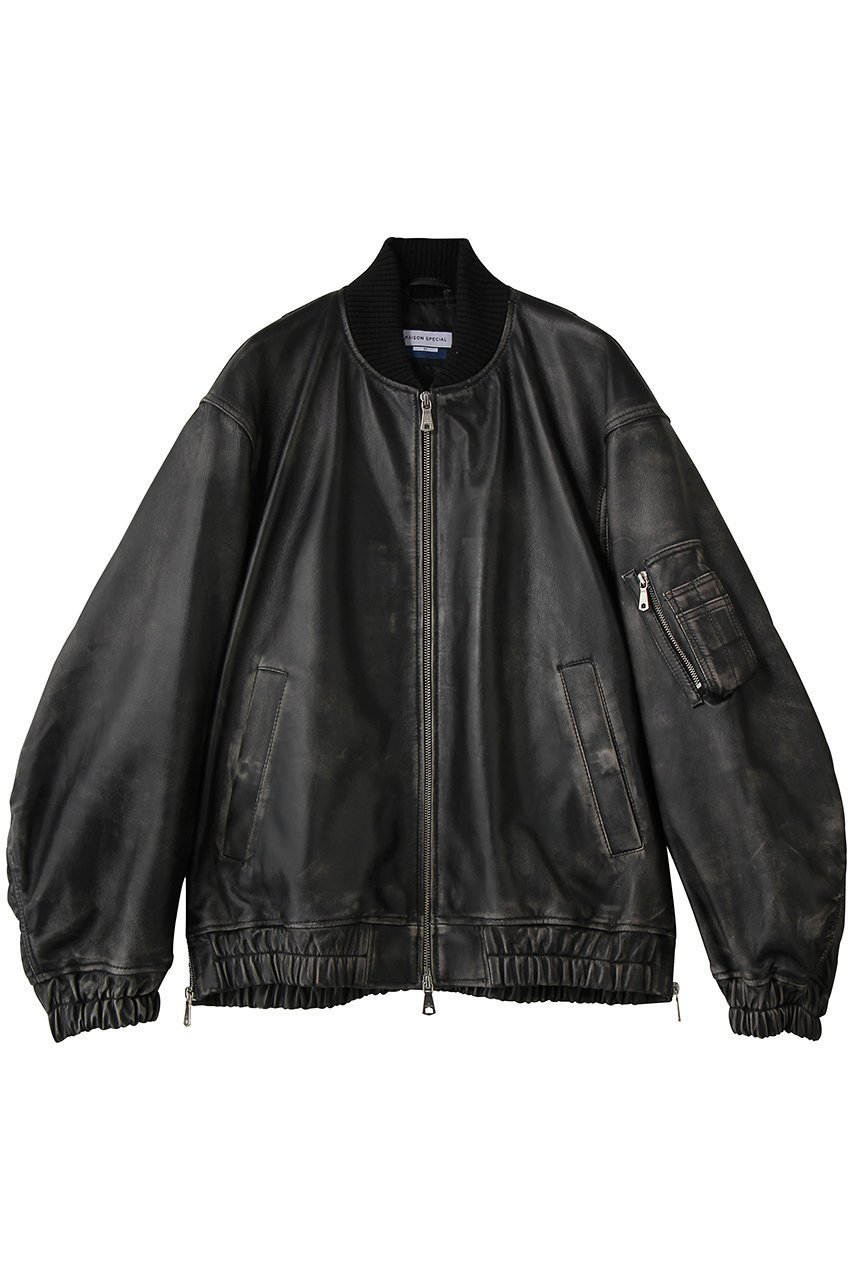 【メゾンスペシャル/MAISON SPECIAL】の【UNISEX】SHEEPレザーMA-1 インテリア・キッズ・メンズ・レディースファッション・服の通販 founy(ファウニー) 　ファッション　Fashion　レディースファッション　Fashion for Women　アウター　Coat / Outerwear Collection　コート・ロングコート・ピーコート　Long Coats, Peacoats & More　MA-1ジャケット　MA-1 Bomber Jackets / Flight Jackets　ユニセックス　Unisex, Genderless　ショルダー　Shoulder, Shoulder Strap　スタイリッシュ　Stylish, Fashionable　ドロップ　Drop Shoulder, Dropped Style　フェミニン　Feminine, Girly　D.BLK(ブラック)|ID: prp329100004891116 ipo3291000000036558525