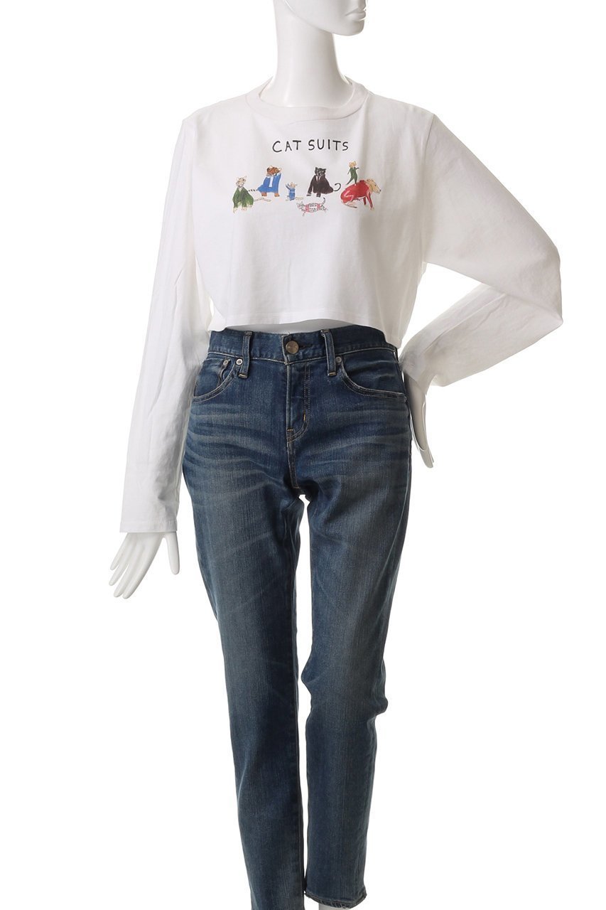 【ウィムガゼット/Whim Gazette】の【Unfortunate Portrait】Cat Suits L/S Tee 人気、トレンドファッション・服の通販 founy(ファニー) 　ファッション　Fashion　レディースファッション　Fashion for Women　トップス・カットソー　Cut & Sew Tops　シャツ・ブラウス・オフィスカジュアル　Elegant Blouses & Button-Ups　ロングTシャツ・Tシャツ　Longline T-Shirts & Tees　カットソー・ベーシックTシャツ　Cut-and-Sewn Tops / Stretch Tees & Basics　イラスト　Illustration　クロップド　Cropped, Short Length　スリーブ　Sleeve, Long Sleeve / Short Sleeve　トレンド　Trend, Trending Now　ボトム　Bottoms, Lower Wear　ロング　Long, Long-Length　other-2|ID: prp329100004891171 ipo3291000000036559173