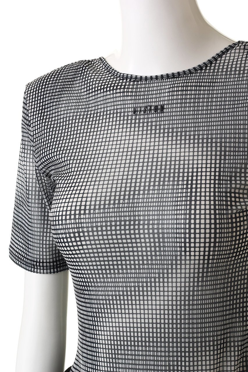 【プランク プロジェクト/PRANK PROJECT】のモアレプリントチュールボディスーツ / Moire Printed Tulle Bodysuit 人気、トレンドファッション・服の通販 founy(ファニー) 　ファッション　Fashion　レディースファッション　Fashion for Women　トップス・カットソー　Cut & Sew Tops　シャツ・ブラウス・オフィスカジュアル　Elegant Blouses & Button-Ups　ロングTシャツ・Tシャツ　Longline T-Shirts & Tees　カットソー・ベーシックTシャツ　Cut-and-Sewn Tops / Stretch Tees & Basics　カッティング　Cutting Detail　ショルダー　Shoulder, Shoulder Strap　ショート　Short, Short Length　シンプル　Simple, Minimal　スリーブ　Sleeve, Long Sleeve / Short Sleeve　スーツ　Suit, Formalwear　フロント　Front, Front Design　プリント　Print, Printed Pattern　other-5|ID: prp329100004891236 ipo3291000000036560215
