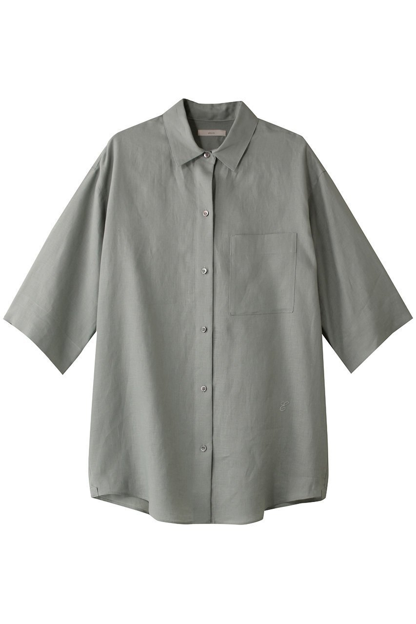 【エブール/ebure】の【Living】フレンチリネン 七分袖シャツ インテリア・キッズ・メンズ・レディースファッション・服の通販 founy(ファニー) ファッション Fashion レディースファッション Fashion for Women トップス・カットソー Cut & Sew Tops シャツ・ブラウス・オフィスカジュアル Elegant Blouses & Button-Ups ショート Short, Short Length スリーブ Sleeve, Long Sleeve / Short Sleeve フレンチ French, French Style リネン Linen, Linen Fabric 今季 This Season, Current Season 夏 Summer 定番 Standard, Basic Item ライトグリーン|ID: prp329100004891350 ipo3291000000036561736