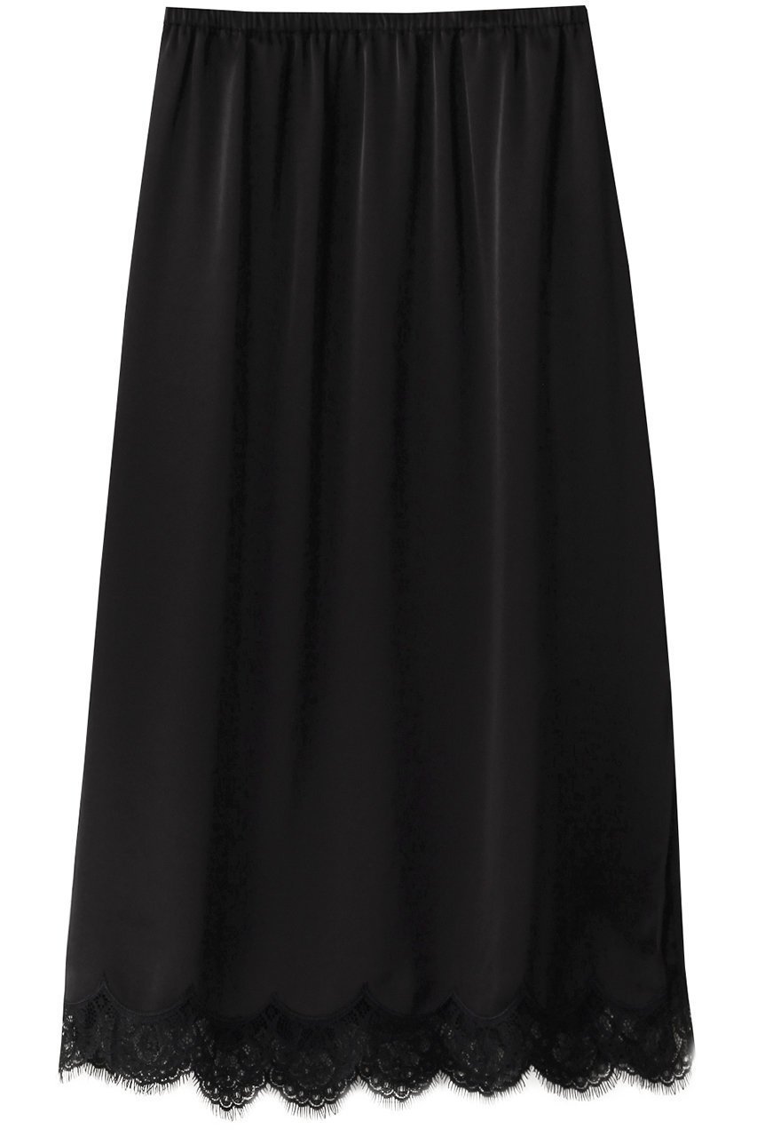 【ジェイドット/j.】のトリアセサテン裾レーススカート インテリア・キッズ・メンズ・レディースファッション・服の通販 founy(ファニー) 　ファッション　Fashion　レディースファッション　Fashion for Women　スカート　Skirts　ロングスカート　Long Skirts / Maxi & Midi Skirts　エレガント 上品　Elegant　スリット　Slit, Slit Detail　フェミニン　Feminine, Girly　ラグジュアリー　Luxury, Elegant　レース　Lace, Lace Fabric　ロング　Long, Long-Length　ブラック|ID: prp329100004891480 ipo3291000000036563123