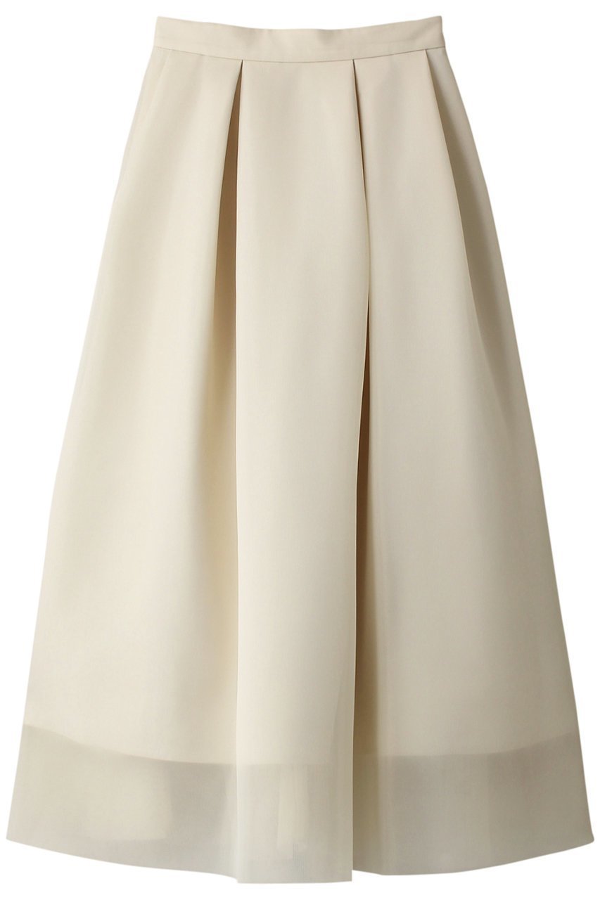 【クラネ/CLANE】のSHEER RUSSELL VOLUME FLARE SKIRT/スカート インテリア・キッズ・メンズ・レディースファッション・服の通販 founy(ファウニー) 　ファッション　Fashion　レディースファッション　Fashion for Women　スカート　Skirts　ロングスカート　Long Skirts / Maxi & Midi Skirts　クッション　Cushion, Throw Pillow　コンパクト　Compact, Small Size　シアー　Sheer, See-Through　ダブル　Double, Double-Breasted　フォルム　Silhouette, Form　フレア　Flare, Flared　ラッセル　Raschel, Raschel Lace　ロング　Long, Long-Length　IVORY|ID: prp329100004891510 ipo3291000000036563442
