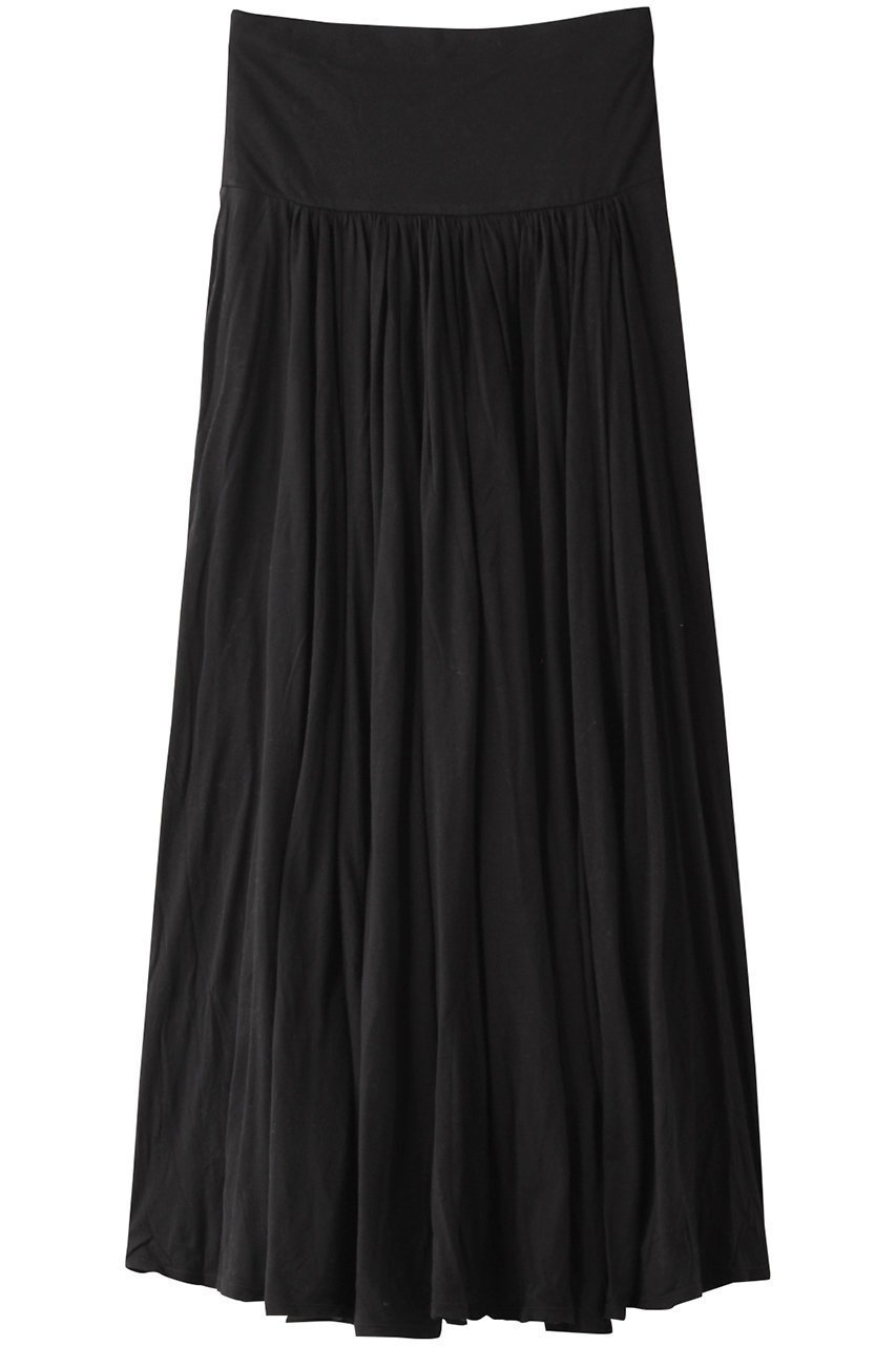 【スリー ドッツ/three dots】のjersey colette long skirt/ロングスカート インテリア・キッズ・メンズ・レディースファッション・服の通販 founy(ファウニー) 　ファッション　Fashion　レディースファッション　Fashion for Women　スカート　Skirts　ロングスカート　Long Skirts / Maxi & Midi Skirts　ギャザー　Gathered, Ruffled　シンプル　Simple, Minimal　フレア　Flare, Flared　ロング　Long, Long-Length　ブラック|ID: prp329100004891531 ipo3291000000036563650