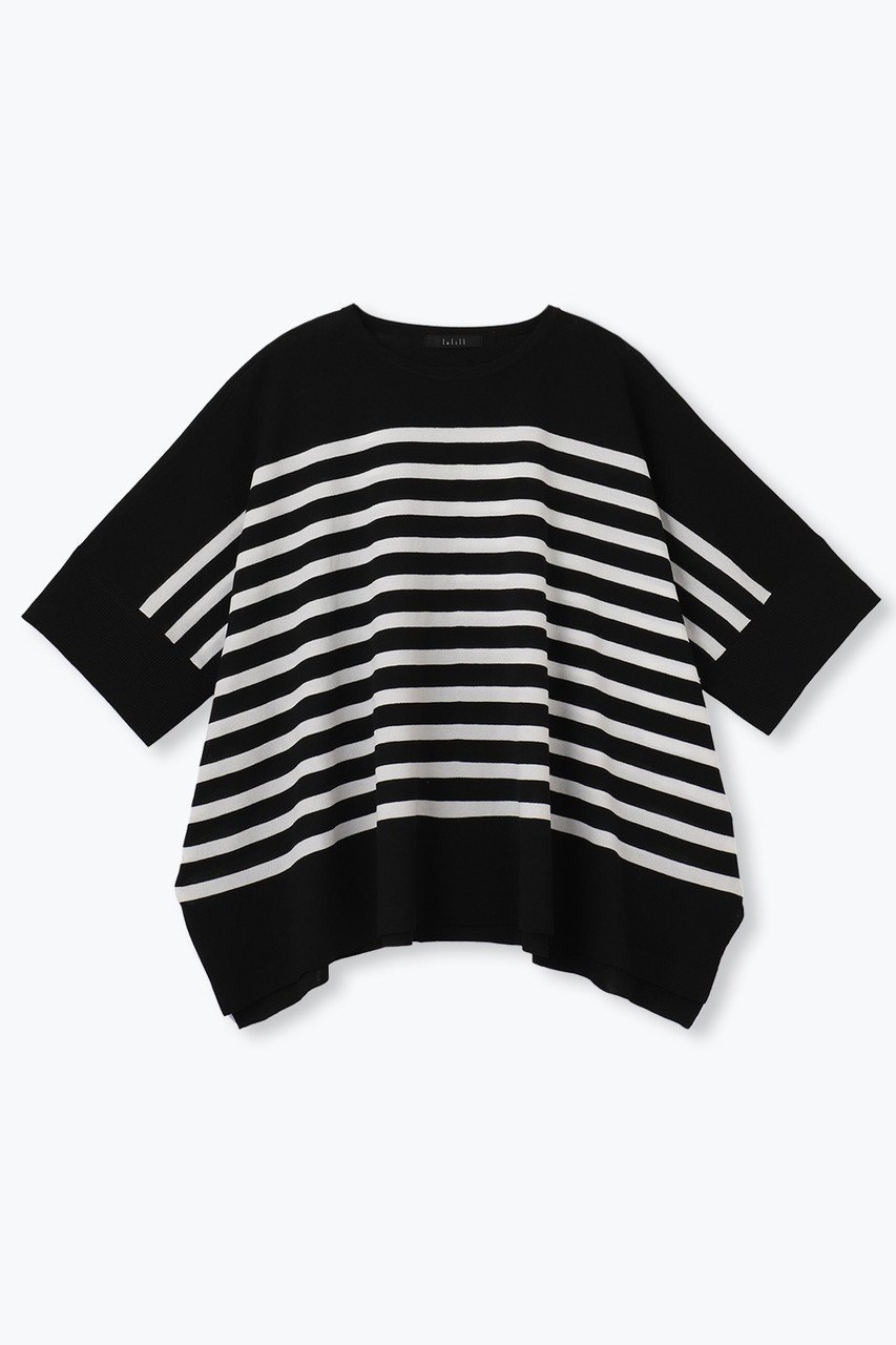 【レリル/lelill】のハイテクケープニット(ボーダー) インテリア・キッズ・メンズ・レディースファッション・服の通販 founy(ファウニー) 　ファッション　Fashion　レディースファッション　Fashion for Women　トップス・カットソー　Cut & Sew Tops　ニット　Knit Tops & Sweaters　カジュアルプルオーバー・ニットトップス　Pullovers & Knit Tops / Casual Pullovers　ボーダー　Border, Stripe　ワイド　Wide, Wide Fit　人気　Popular, Best Seller　定番　Standard, Basic Item　軽量　Lightweight, Ultra Light　ブラック×ホワイトライン|ID: prp329100004891557 ipo3291000000036563839