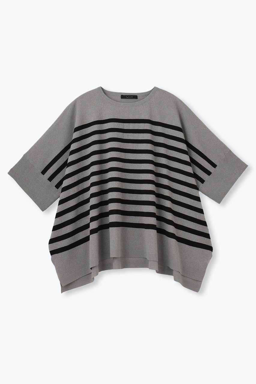 【レリル/lelill】のハイテクケープニット(ボーダー) インテリア・キッズ・メンズ・レディースファッション・服の通販 founy(ファウニー) 　ファッション　Fashion　レディースファッション　Fashion for Women　トップス・カットソー　Cut & Sew Tops　ニット　Knit Tops & Sweaters　カジュアルプルオーバー・ニットトップス　Pullovers & Knit Tops / Casual Pullovers　ボーダー　Border, Stripe　ワイド　Wide, Wide Fit　人気　Popular, Best Seller　定番　Standard, Basic Item　軽量　Lightweight, Ultra Light　グレー×ブラックライン|ID: prp329100004891557 ipo3291000000036563843