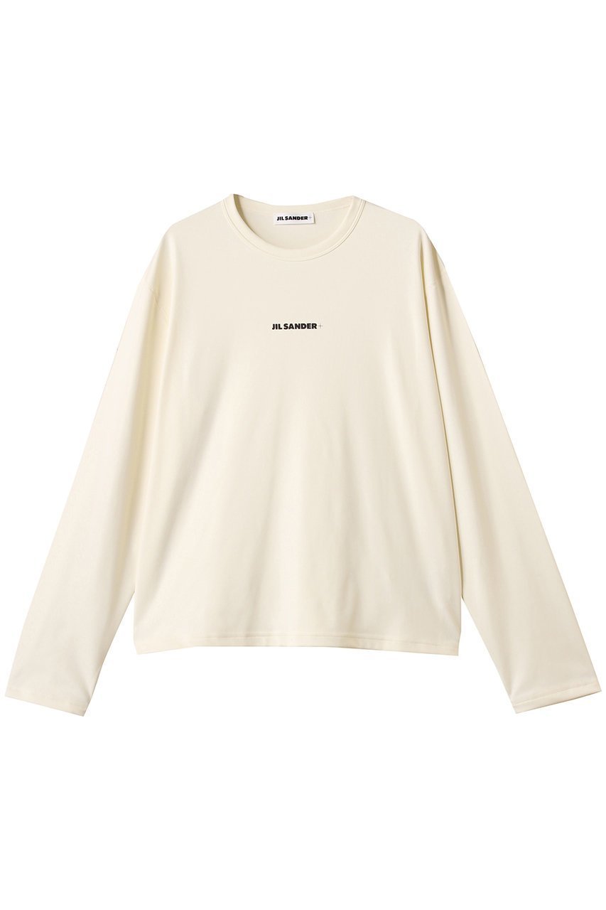 【ジル サンダー/JIL SANDER】の【JIL SANDER+】 ロゴプリント ロングスリーブ Tシャツ インテリア・キッズ・メンズ・レディースファッション・服の通販 founy(ファニー) 　ファッション　Fashion　レディースファッション　Fashion for Women　トップス・カットソー　Cut & Sew Tops　シャツ・ブラウス・オフィスカジュアル　Elegant Blouses & Button-Ups　ロングTシャツ・Tシャツ　Longline T-Shirts & Tees　カットソー・ベーシックTシャツ　Cut-and-Sewn Tops / Stretch Tees & Basics　なめらか　Smooth, Silky Texture　シンプル　Simple, Minimal　スリーブ　Sleeve, Long Sleeve / Short Sleeve　ファブリック　Fabric, Textile　プリント　Print, Printed Pattern　ボトム　Bottoms, Lower Wear　ロング　Long, Long-Length　ココナツ|ID: prp329100004891568 ipo3291000000036563932