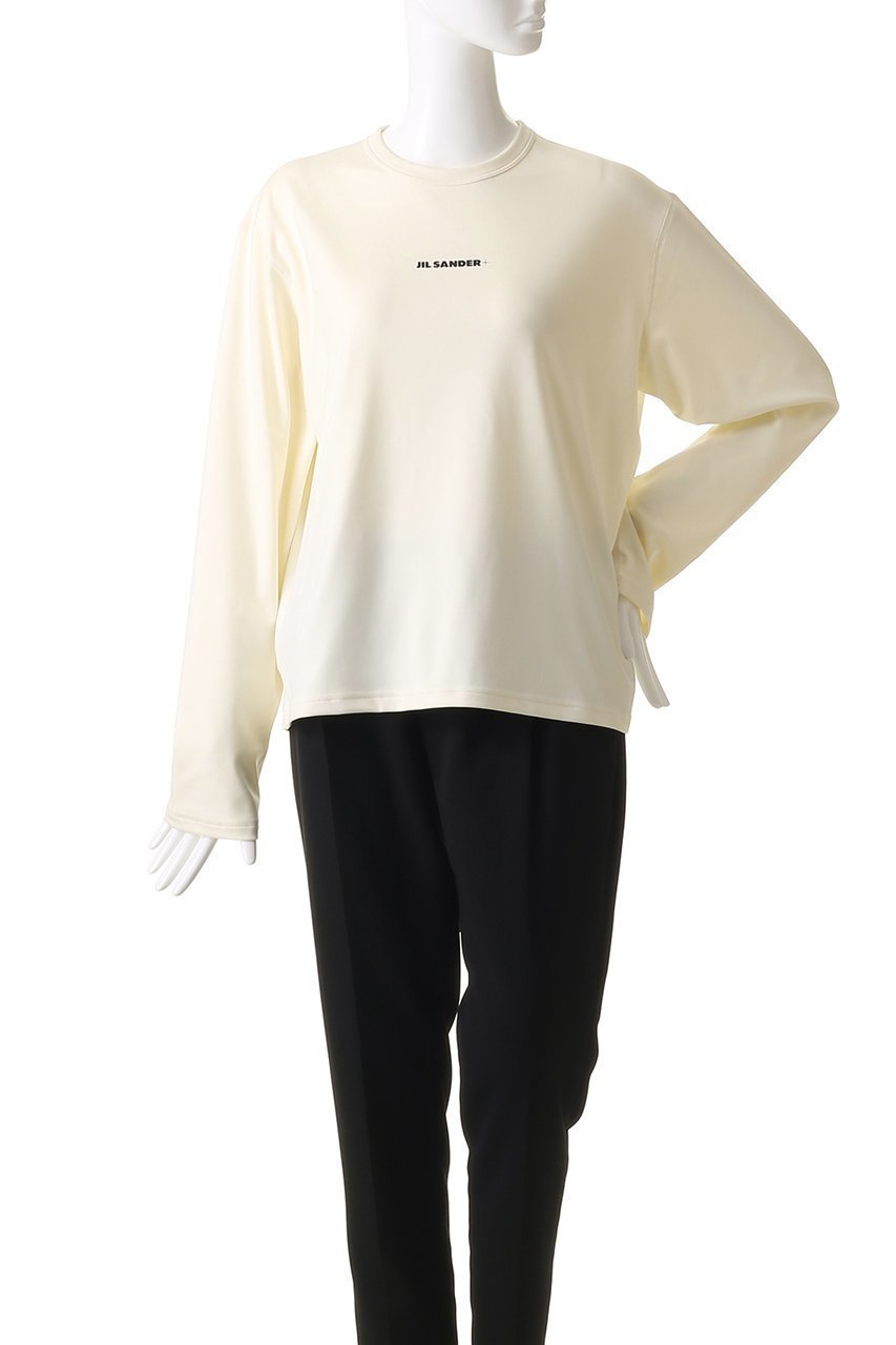 【ジル サンダー/JIL SANDER】の【JIL SANDER+】 ロゴプリント ロングスリーブ Tシャツ 人気、トレンドファッション・服の通販 founy(ファニー) 　ファッション　Fashion　レディースファッション　Fashion for Women　トップス・カットソー　Cut & Sew Tops　シャツ・ブラウス・オフィスカジュアル　Elegant Blouses & Button-Ups　ロングTシャツ・Tシャツ　Longline T-Shirts & Tees　カットソー・ベーシックTシャツ　Cut-and-Sewn Tops / Stretch Tees & Basics　なめらか　Smooth, Silky Texture　シンプル　Simple, Minimal　スリーブ　Sleeve, Long Sleeve / Short Sleeve　ファブリック　Fabric, Textile　プリント　Print, Printed Pattern　ボトム　Bottoms, Lower Wear　ロング　Long, Long-Length　other-2|ID: prp329100004891568 ipo3291000000036563934