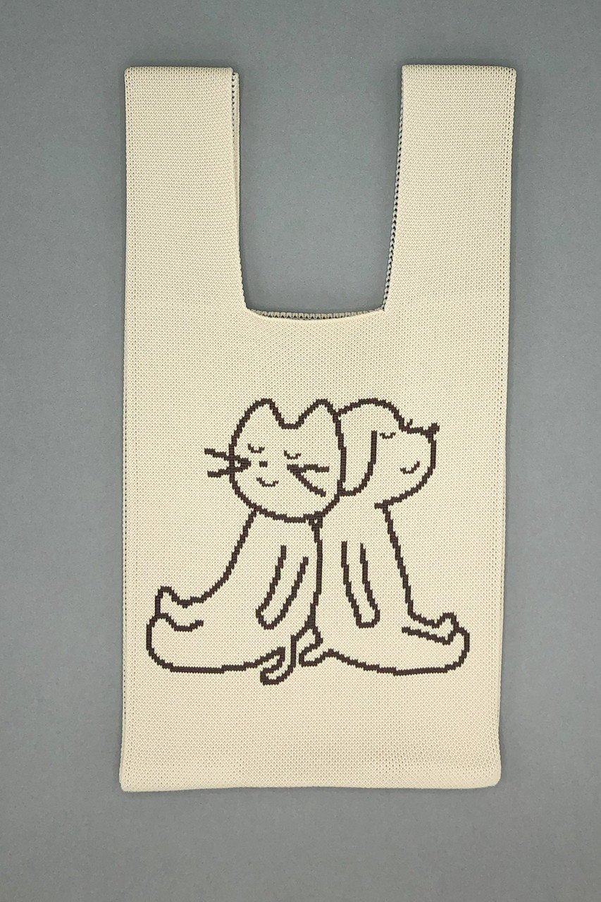 【ビーピービーピー/bpbp】の【UNISEX】【江夏潤一】ニット ミニマルシェバッグ インテリア・キッズ・メンズ・レディースファッション・服の通販 founy(ファウニー) 　ファッション　Fashion　レディースファッション　Fashion for Women　トップス・カットソー　Cut & Sew Tops　ニット　Knit Tops & Sweaters　イラスト　Illustration　スマート　Smart, Elegant　財布　Wallet, Purse　ダブル　Double, Double-Breasted　フェイス　Face, Facial Design　ユニセックス　Unisex, Genderless　おすすめ　Recommended / Our Picks　夏　Summer　ギフト プレゼント　Gift / Present　MORE THAN WORDS|ID: prp329100004891745 ipo3291000000036564873
